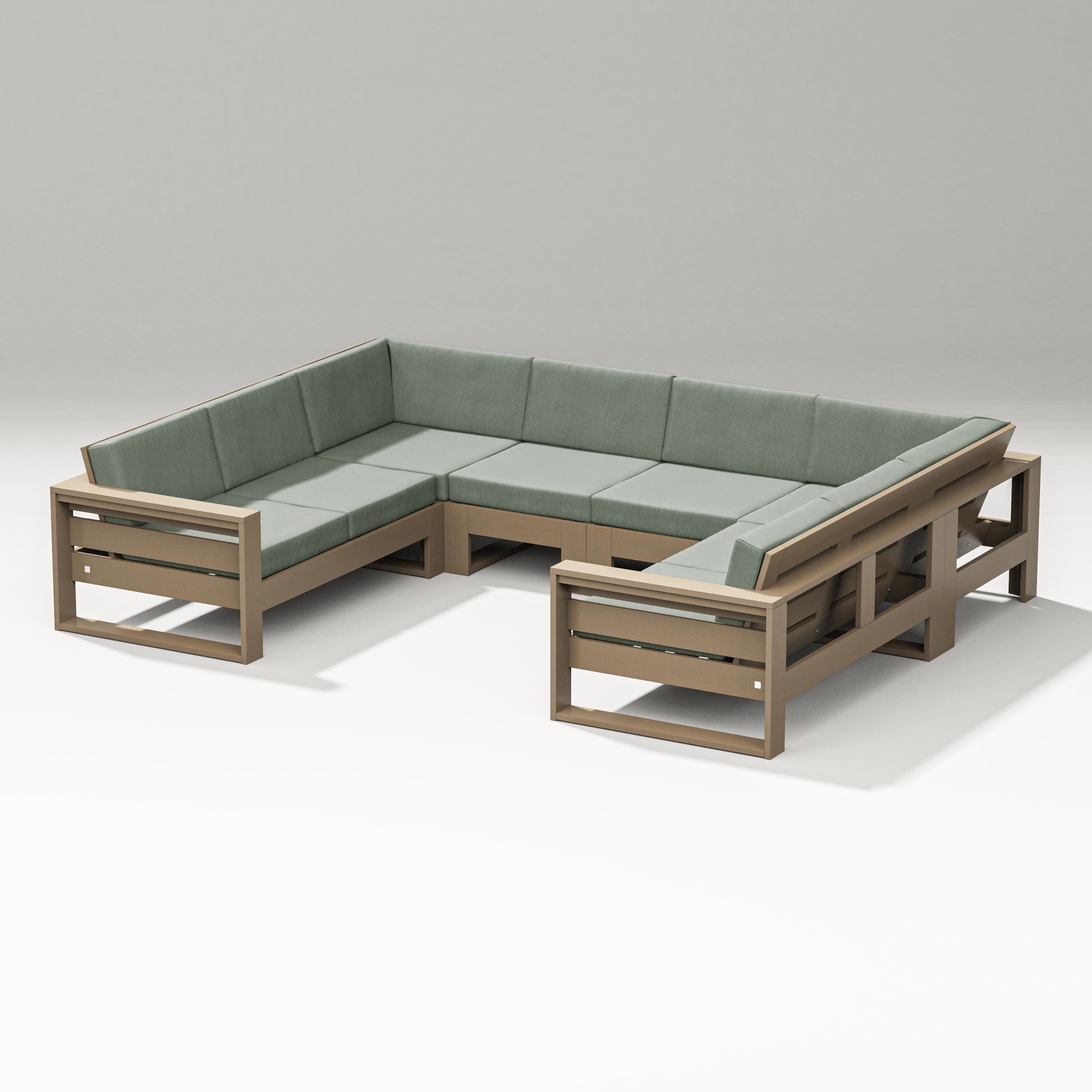 PW Designer Series Latitude U-Shaped Sectional in Vintage Sahara / Cast Sage