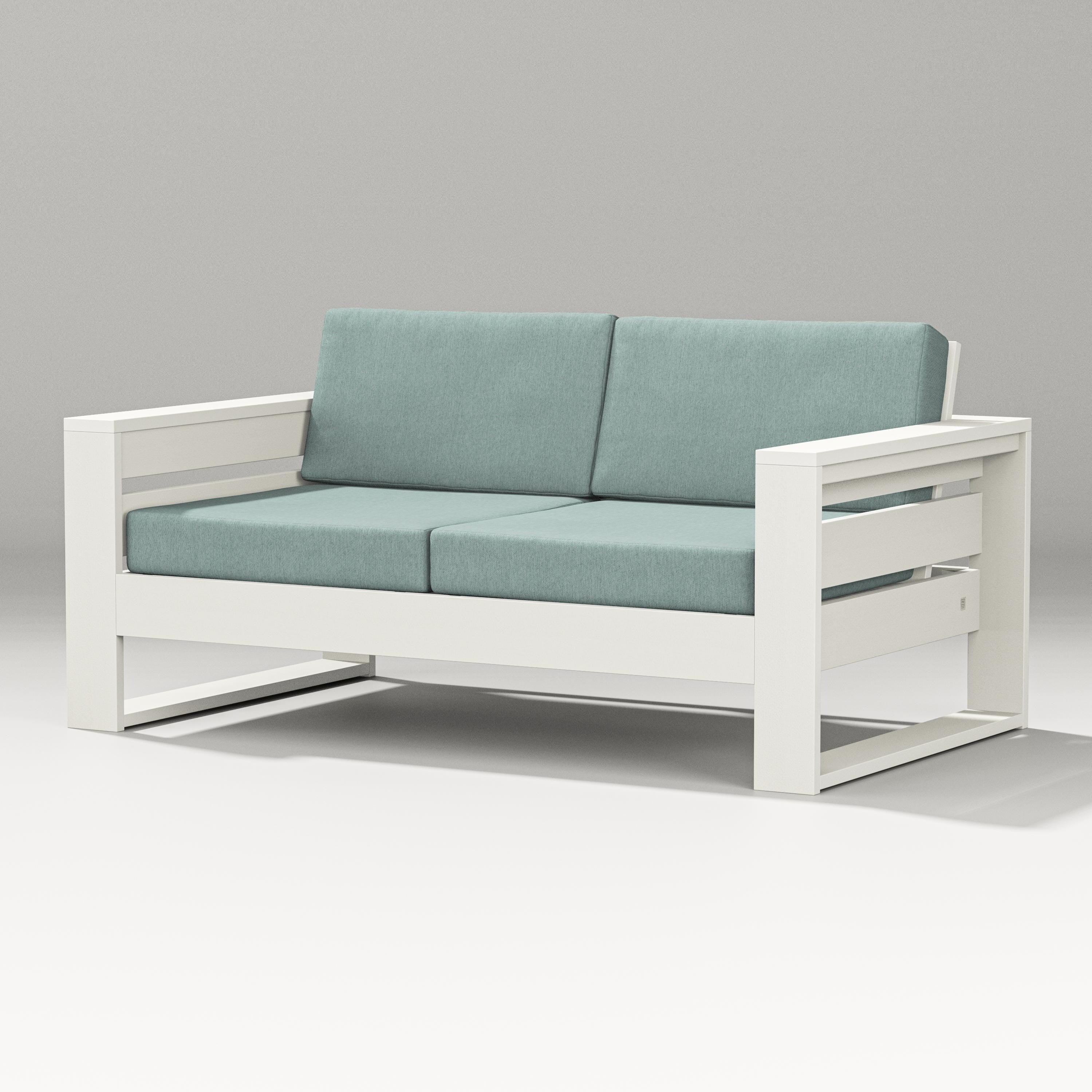 PW Designer Series Latitude Loveseat in Vintage White / Glacier Spa