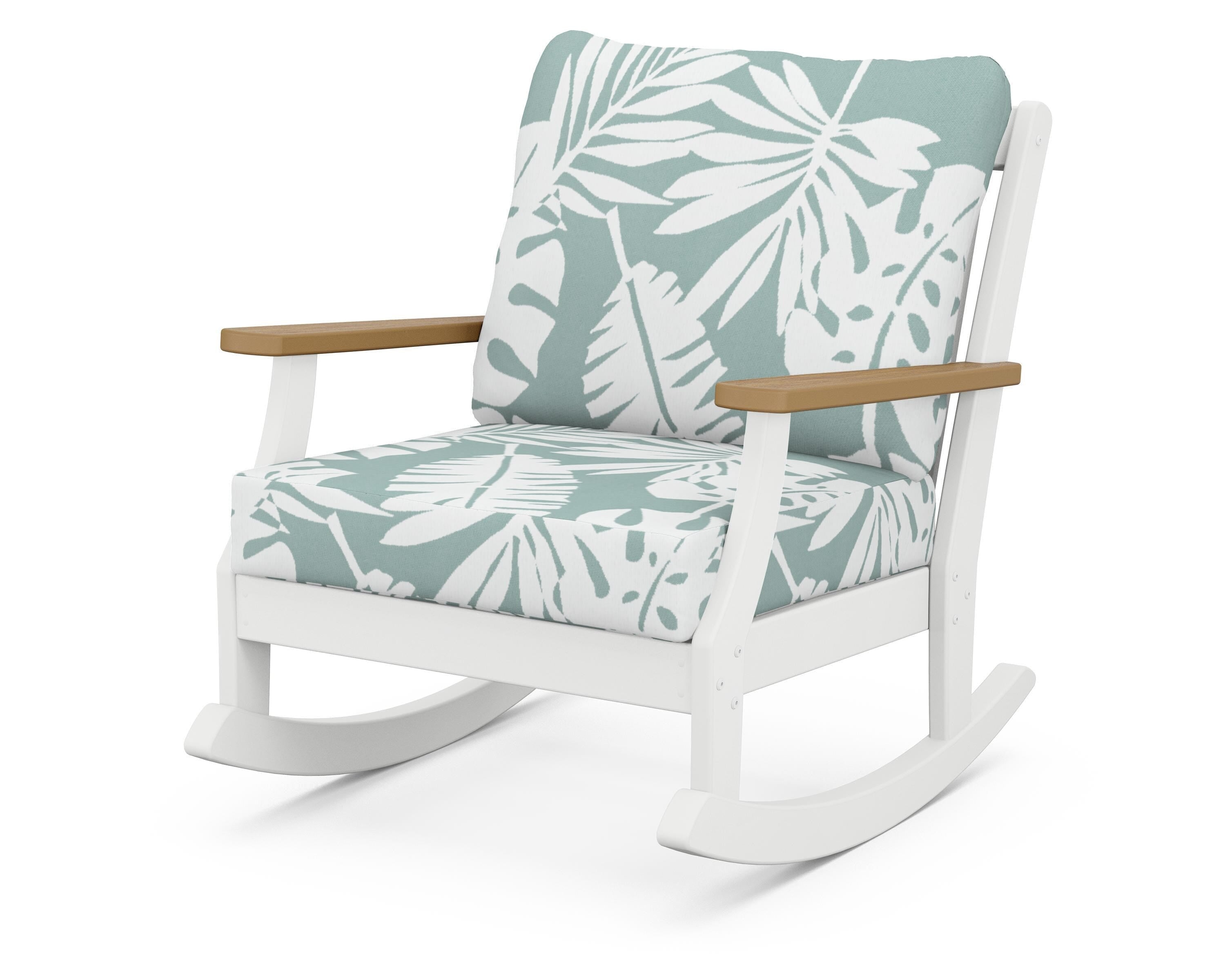 POLYWOOD® Braxton Deep Seating Rocking Chair in White / Natural / Leaf Glacier Spa