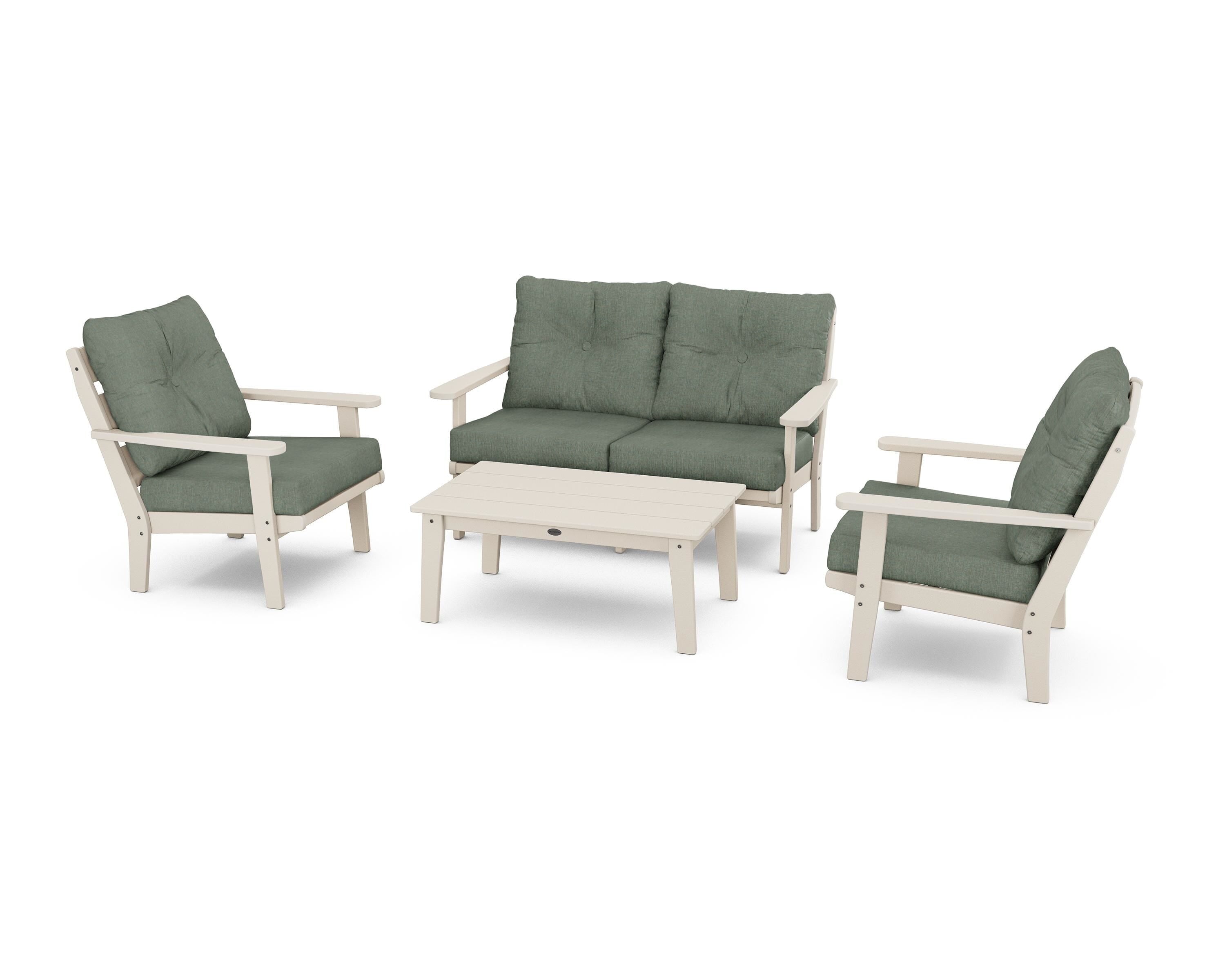 POLYWOOD® Lakeside 4-Piece Deep Seating Set in Sand / Cast Sage