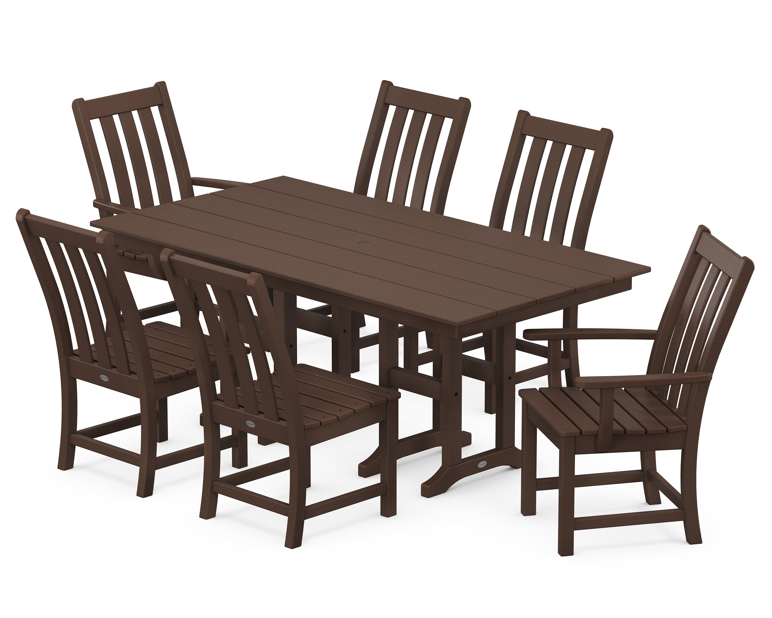 POLYWOOD® Vineyard 7-Piece Farmhouse Dining Set in Mahogany
