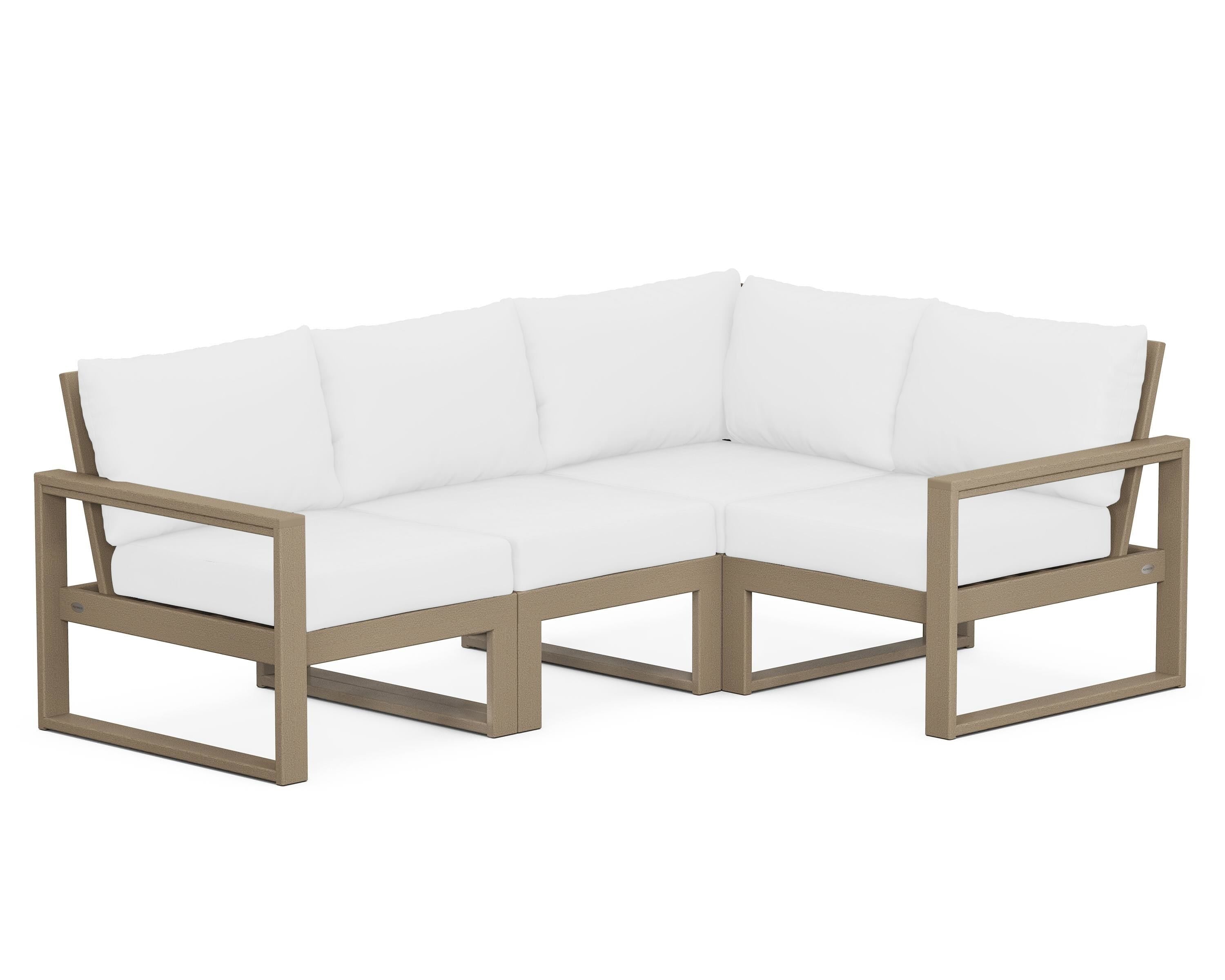 POLYWOOD® EDGE 4-Piece Modular Deep Seating Set in Vintage Sahara / Natural