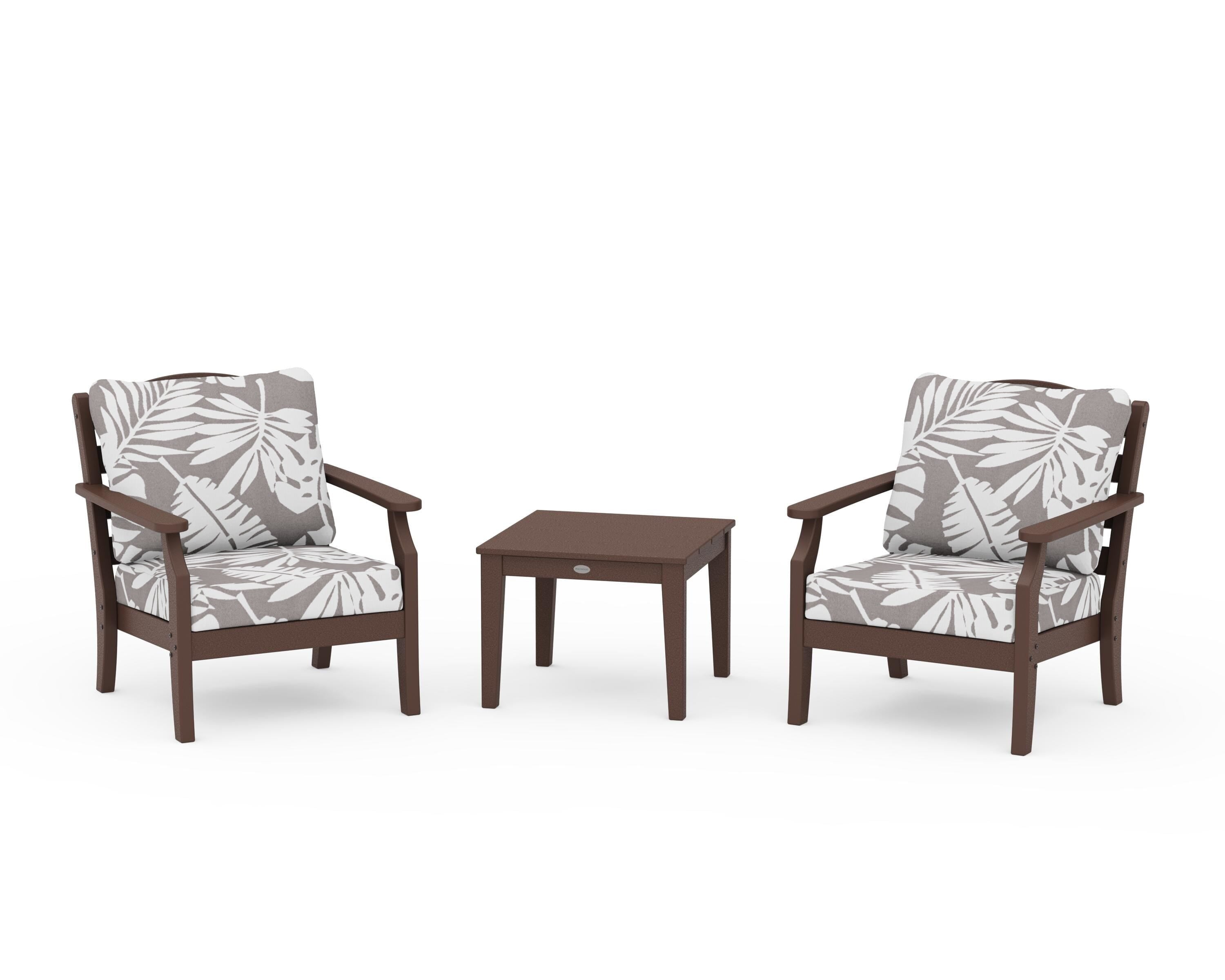 Draper James™ by POLYWOOD® Savannah 3-Piece Deep Seating Set in Mahogany / Leaf Grey Mist