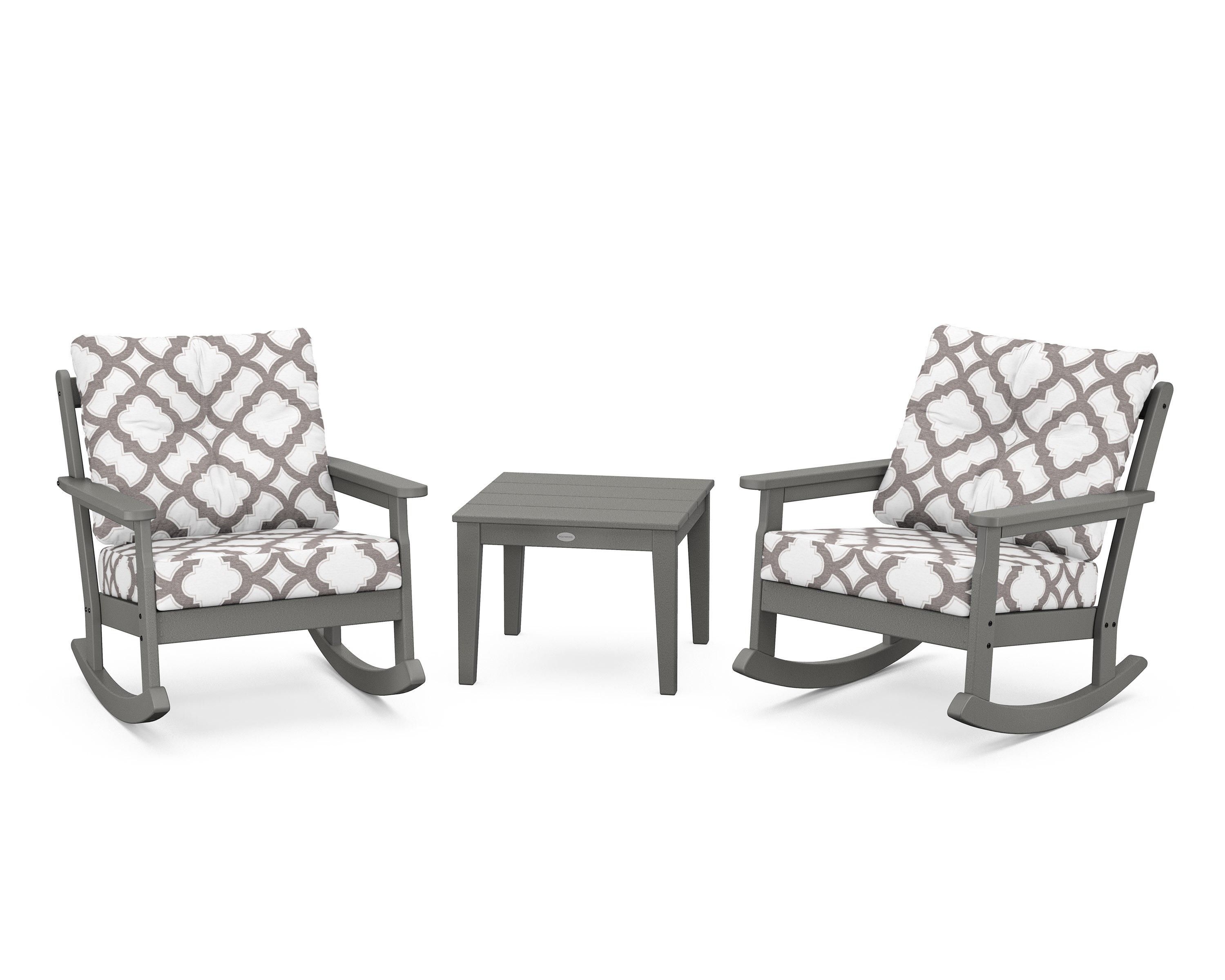 POLYWOOD® Vineyard 3-Piece Deep Seating Rocker Set in Slate Grey / Trellis Grey Mist