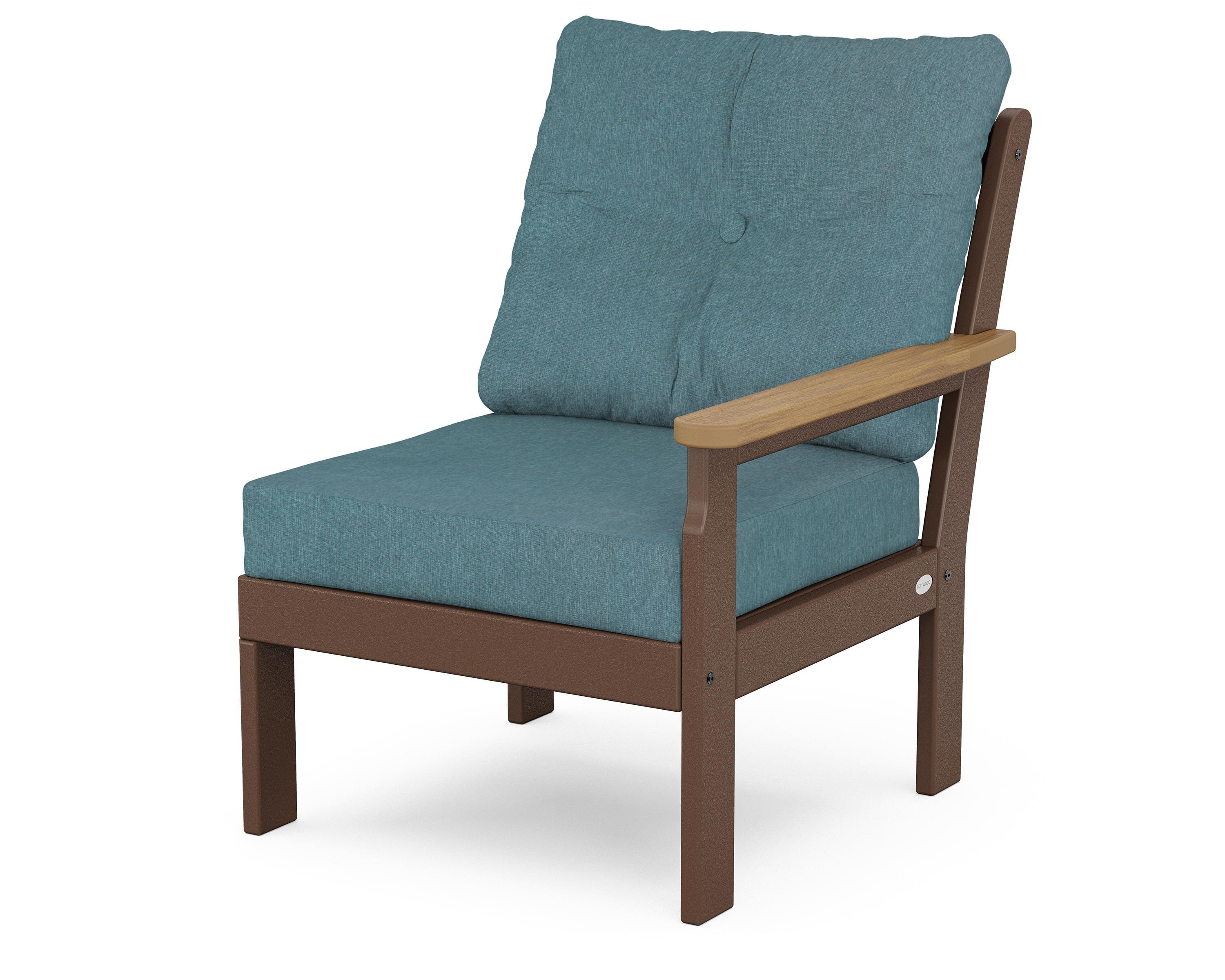 POLYWOOD® Vineyard Modular Right Arm Chair in Mahogany / Natural / Ocean Teal
