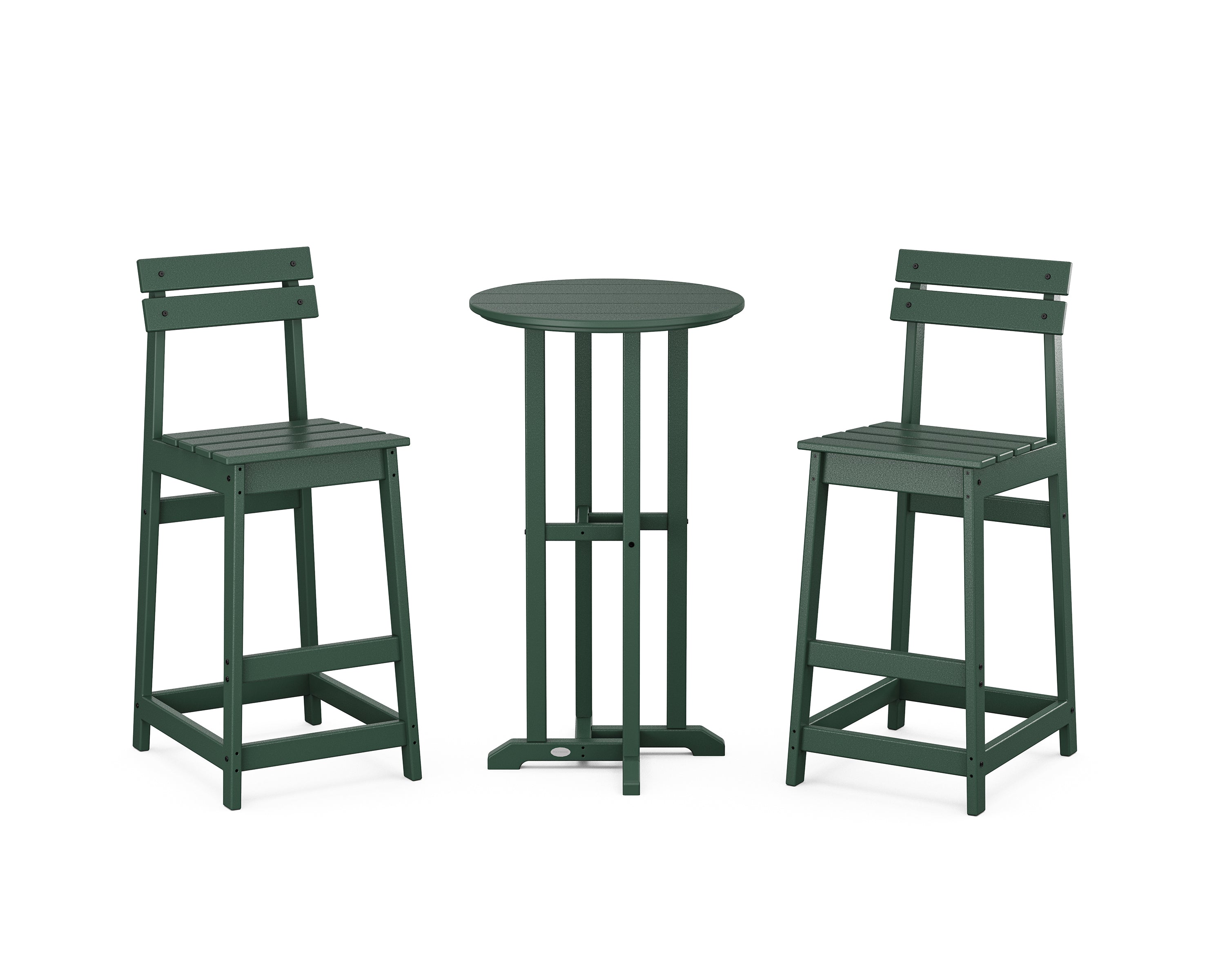 POLYWOOD® Modern Studio Plaza Bar Chair 3-Piece Bistro Set in Green