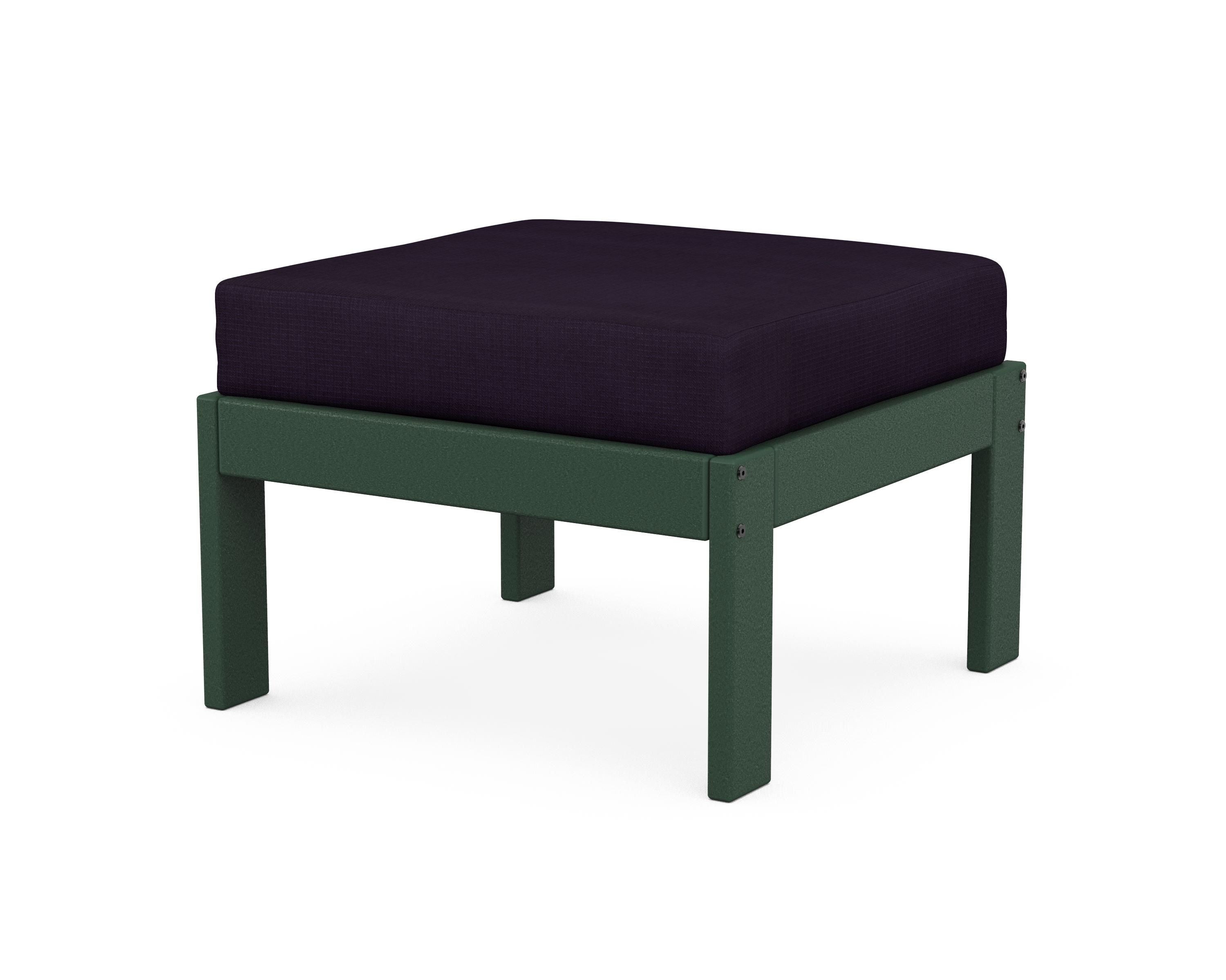 POLYWOOD® Vineyard Modular Ottoman in Green / Navy Linen