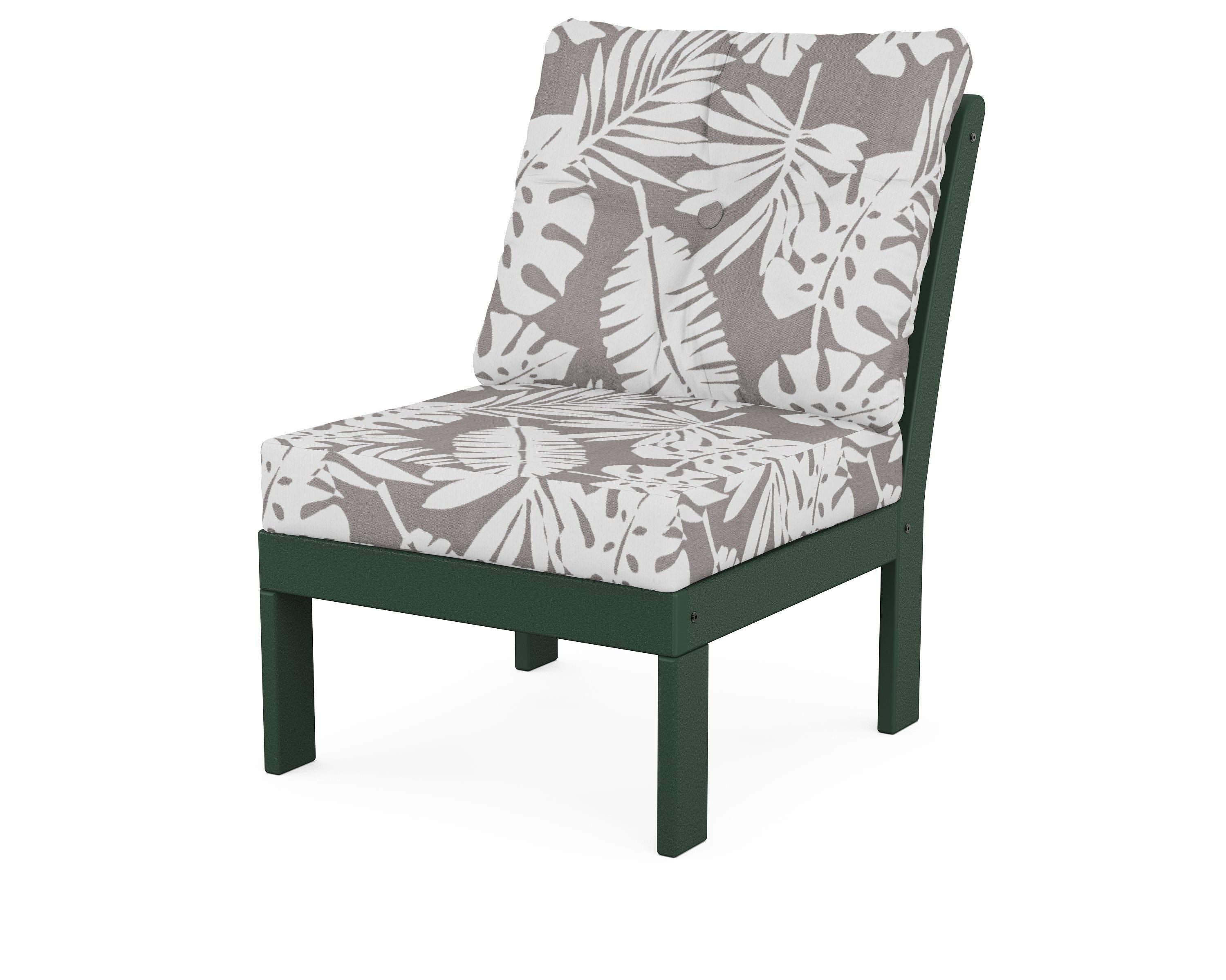 POLYWOOD® Vineyard Modular Armless Chair in Green / Leaf Grey Mist