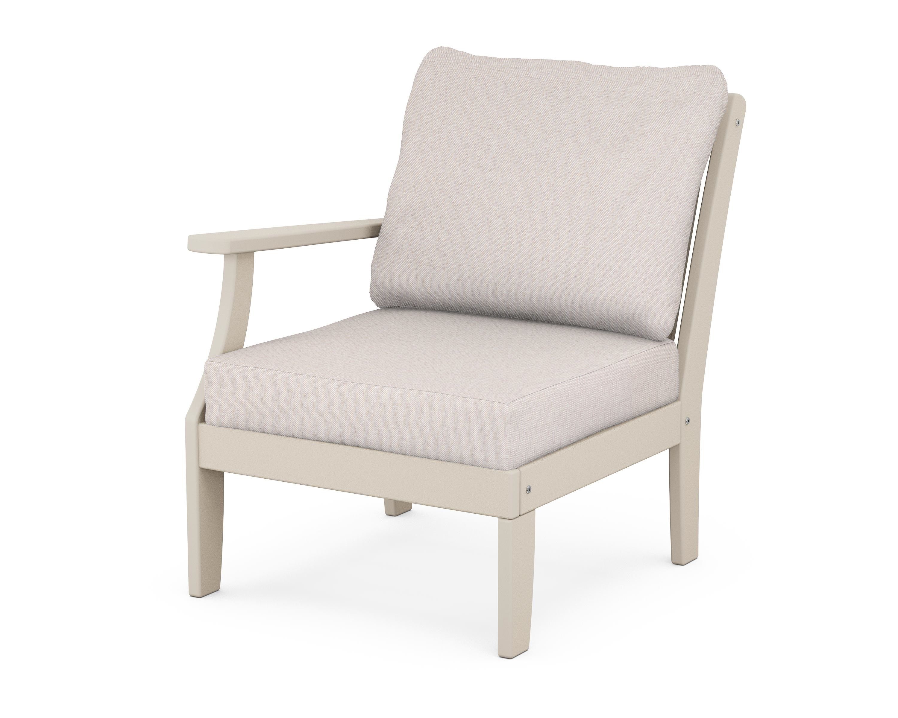 POLYWOOD® Braxton Modular Left Arm Chair in Sand / Dune Burlap
