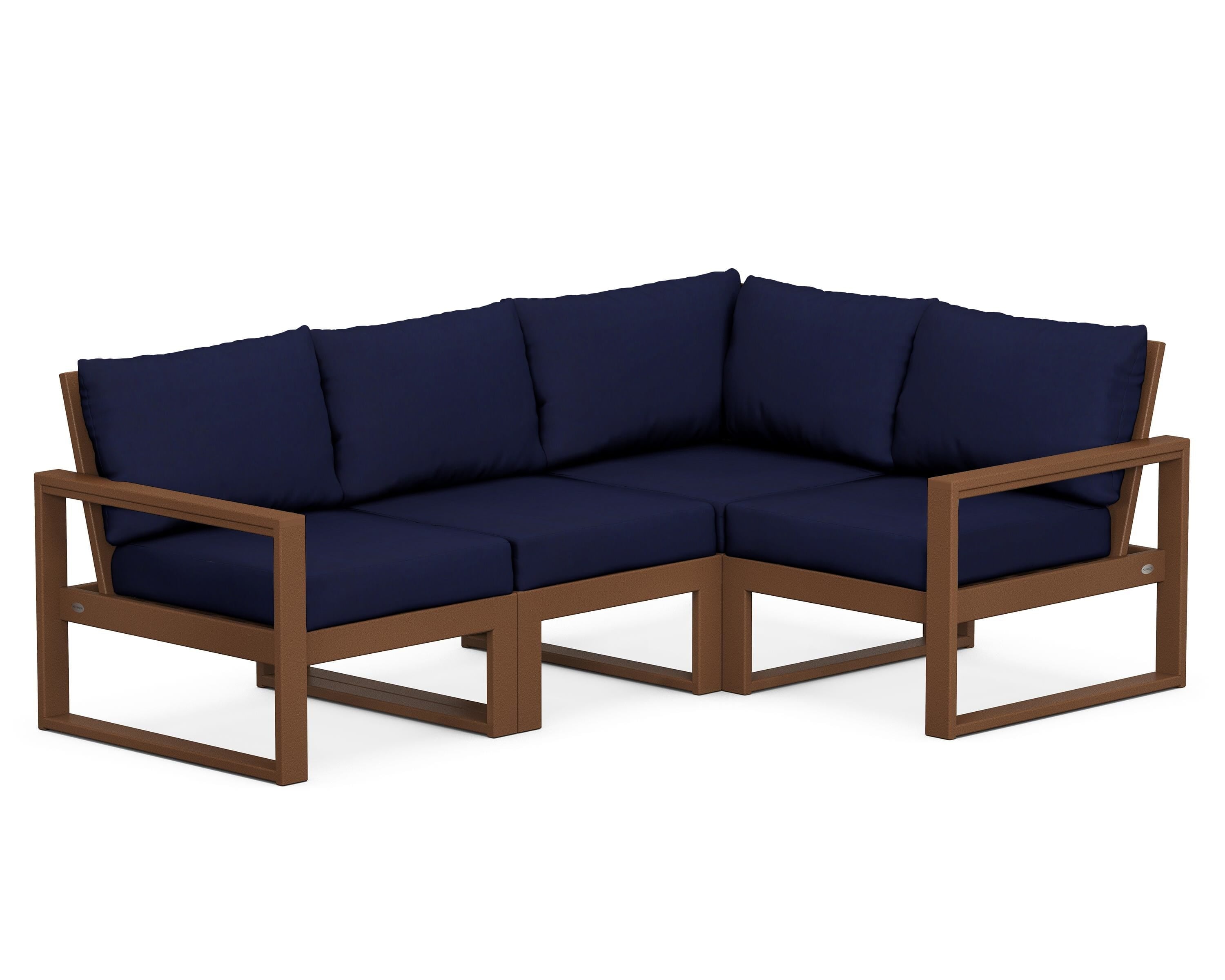 POLYWOOD® EDGE 4-Piece Modular Deep Seating Set in Teak / Navy