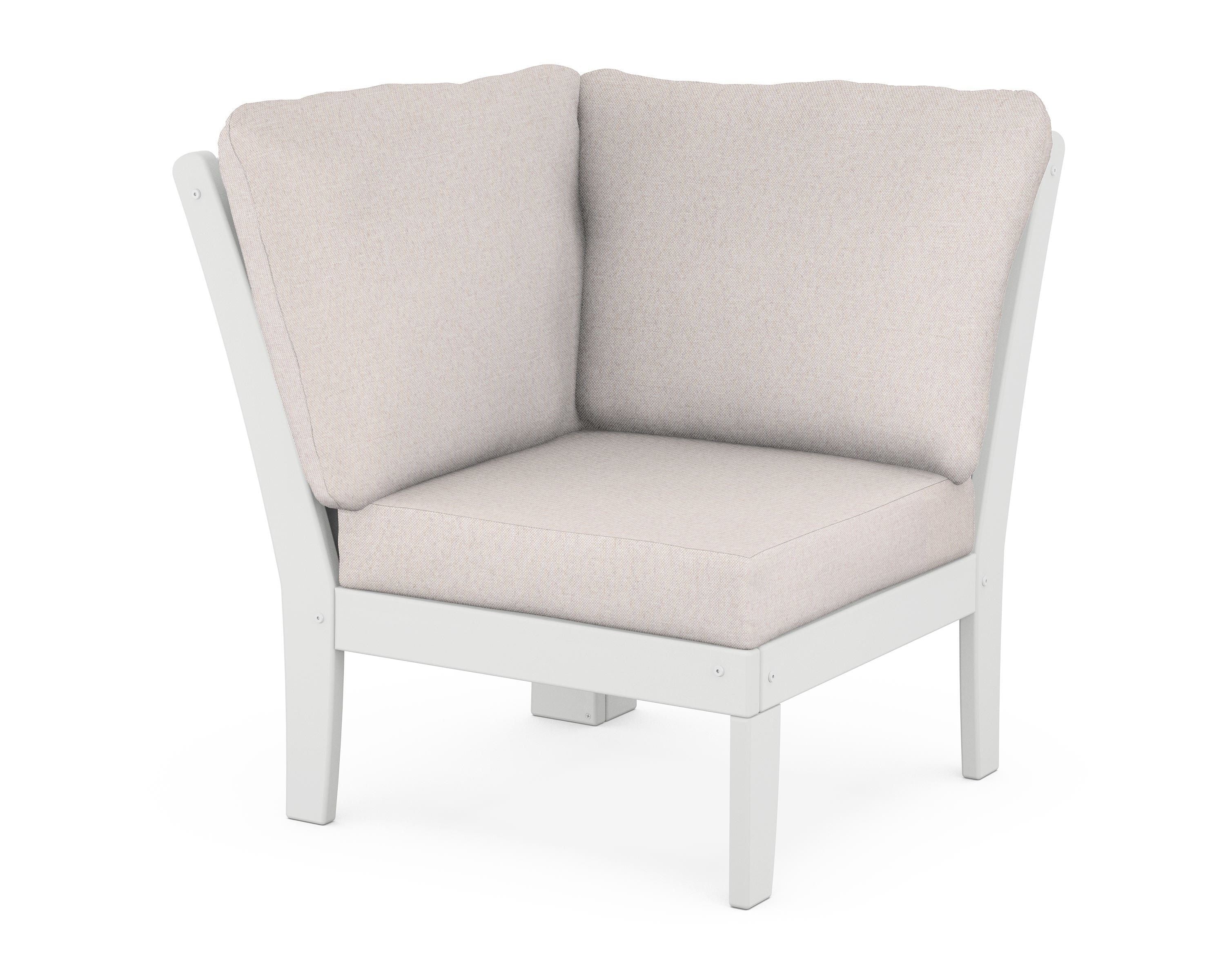 POLYWOOD® Braxton Modular Corner Chair in White / Dune Burlap