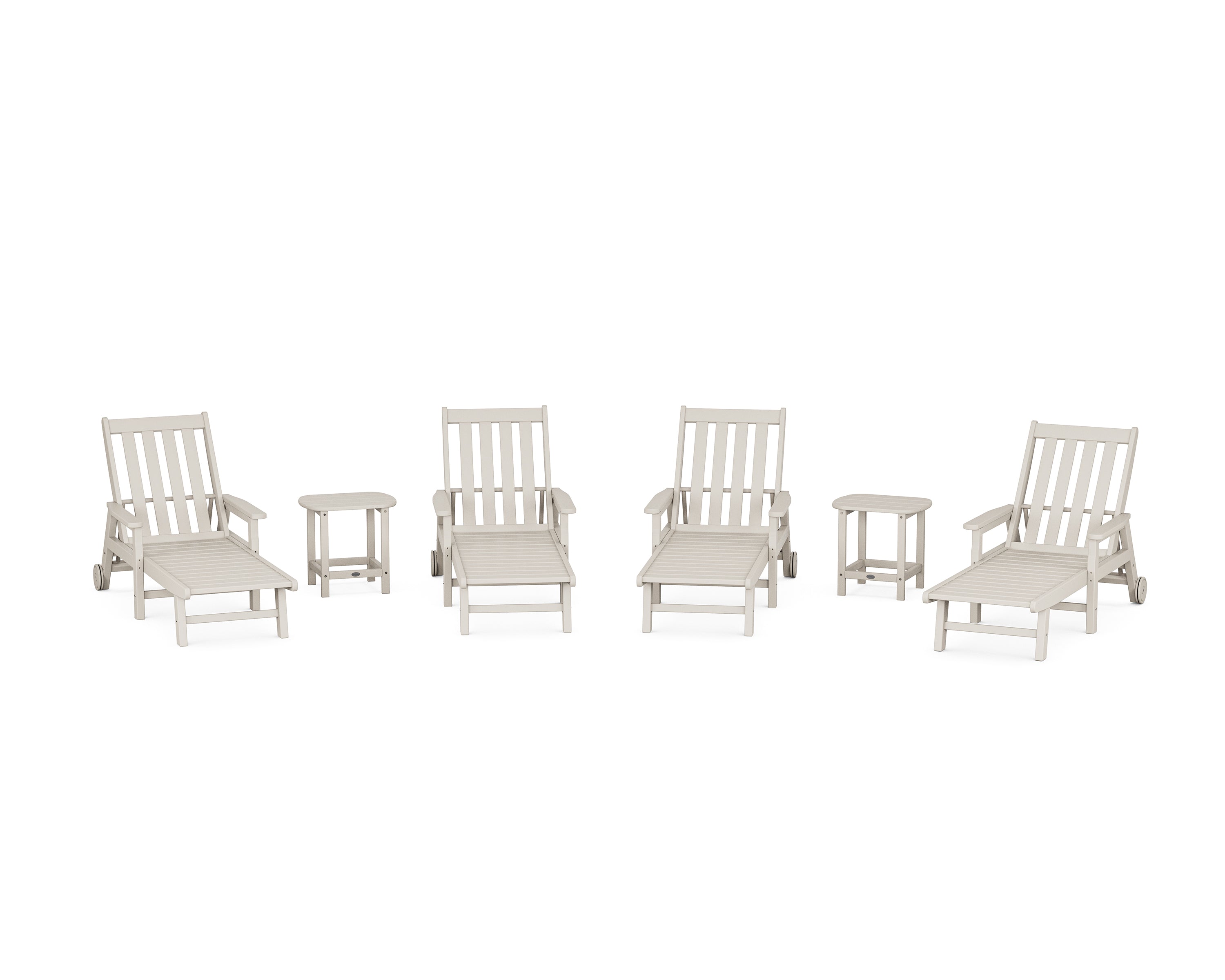 POLYWOOD® Vineyard 6-Piece Chaise with Arms and Wheels Set in Sand