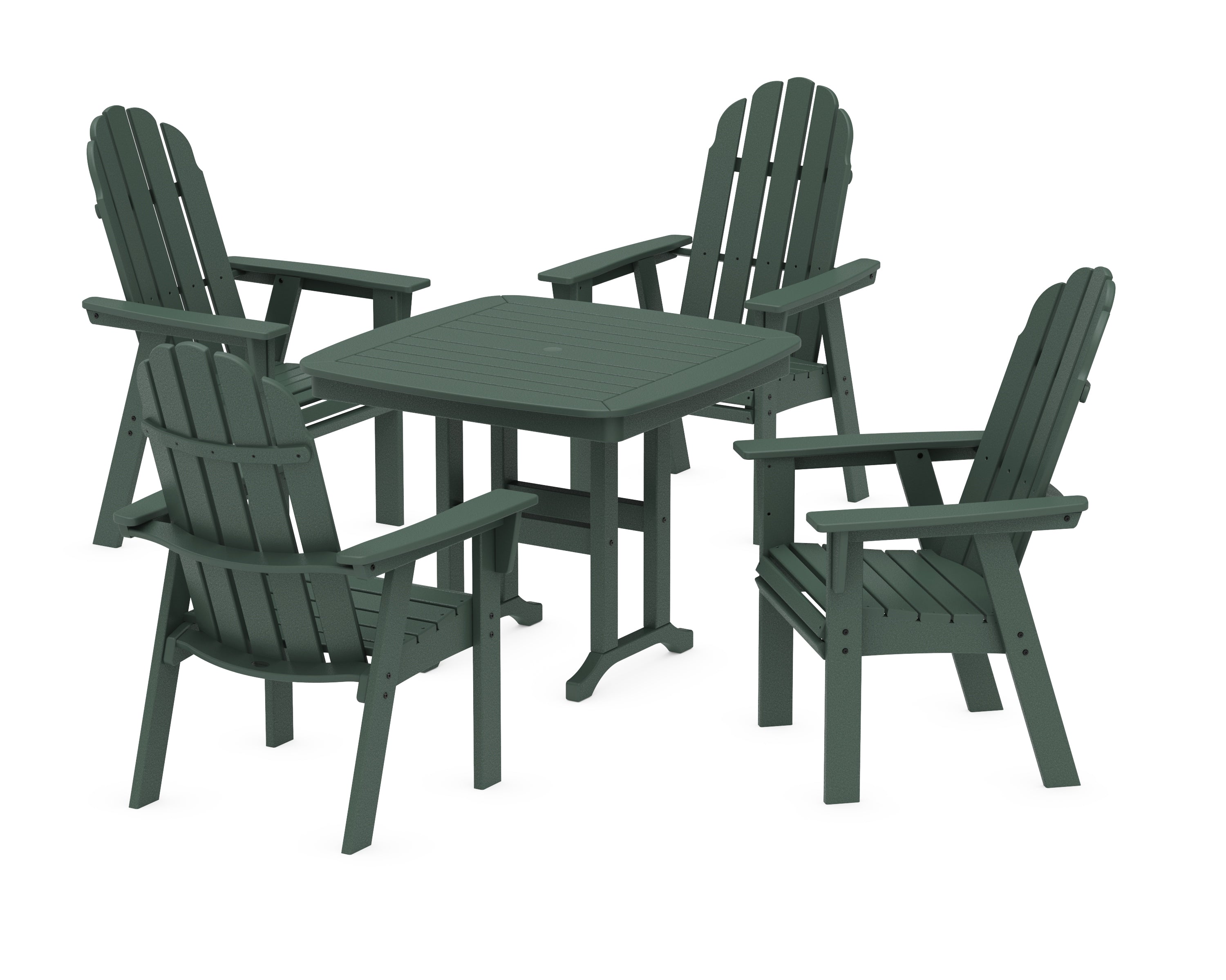 POLYWOOD® Vineyard Curveback Adirondack 5-Piece Dining Set in Green