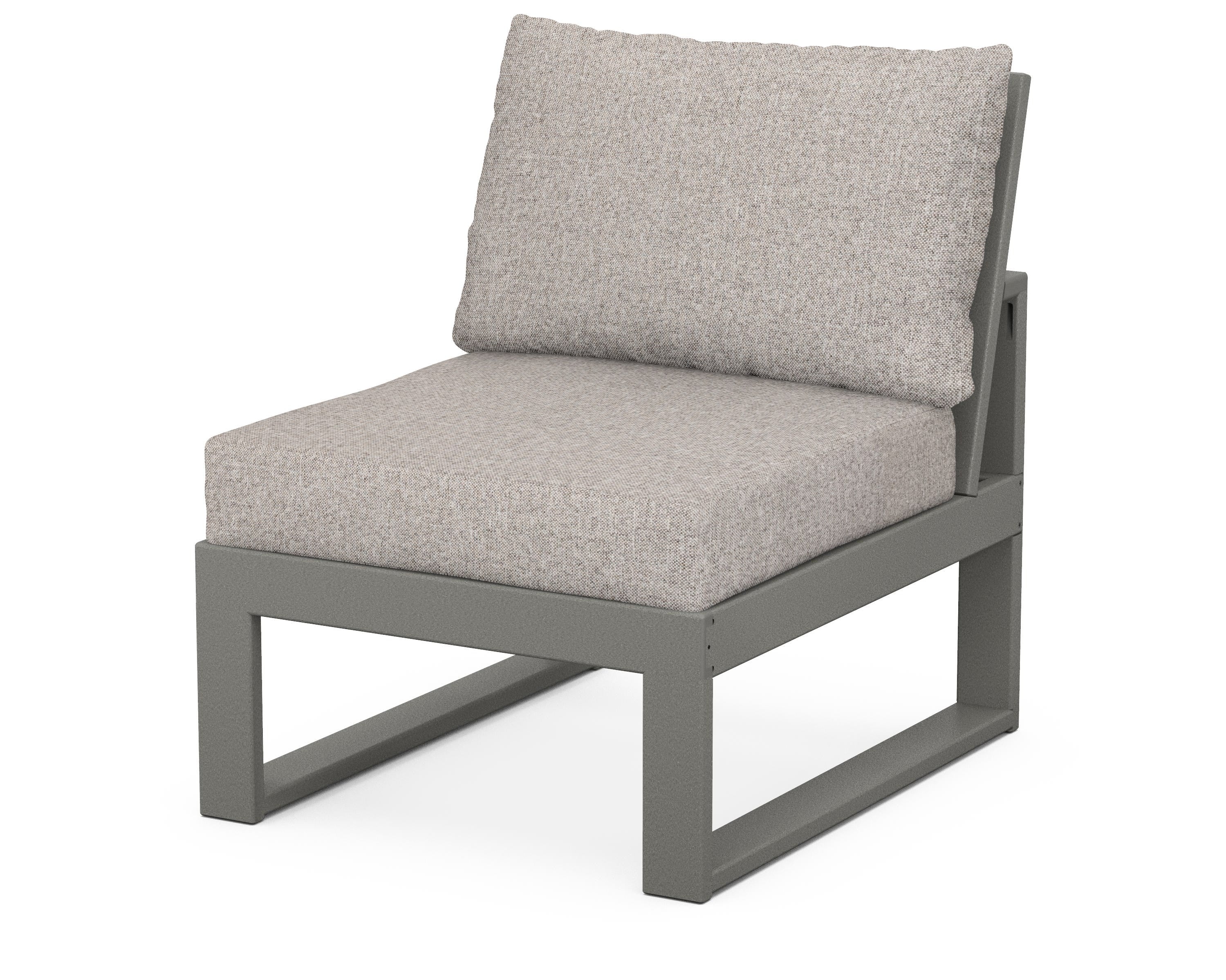 Unbranded Modular Armless Chair in Slate Grey / Weathered Tweed