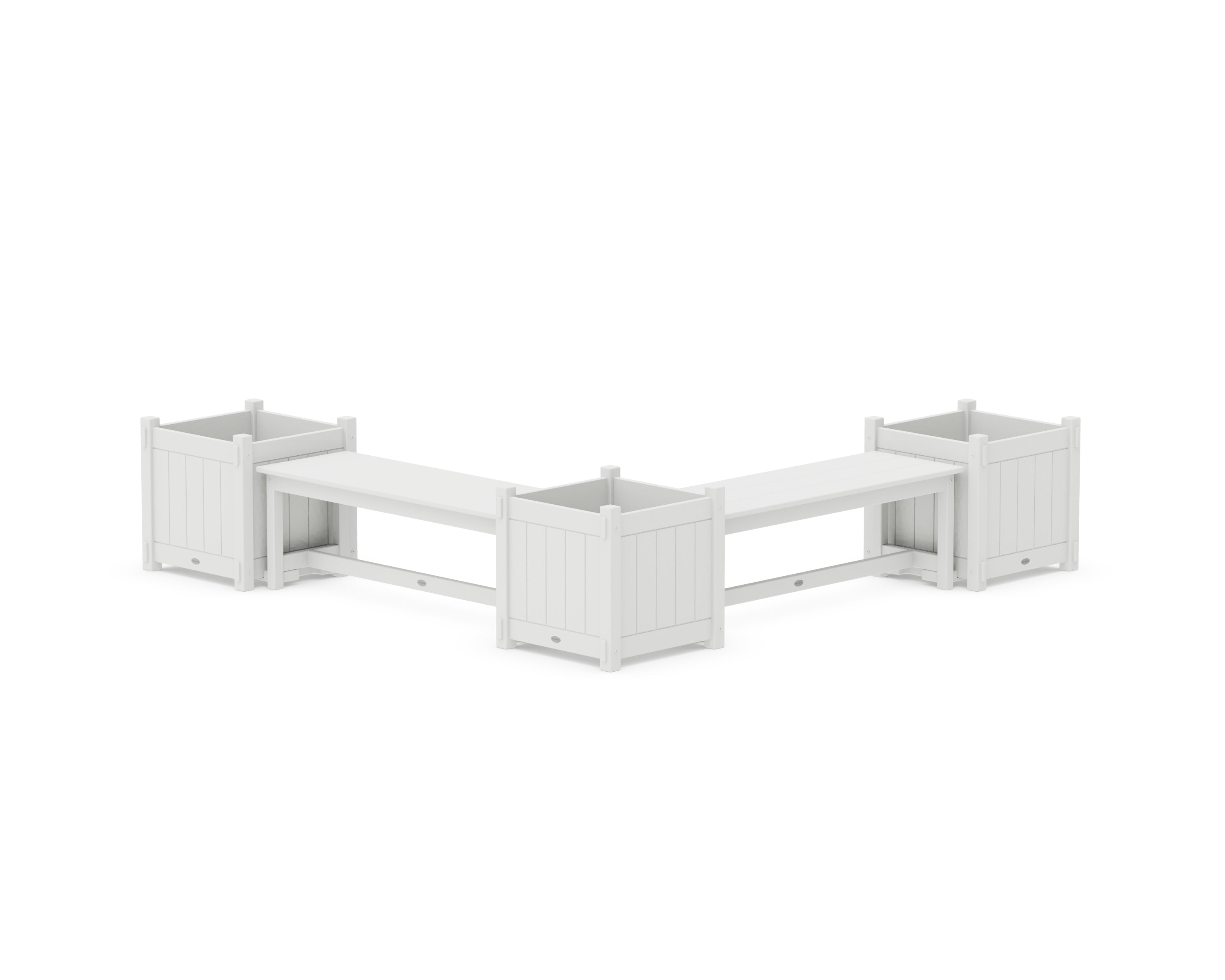 POLYWOOD® 48" Vineyard L- Shaped Planter Bench Corner Set - Large in White