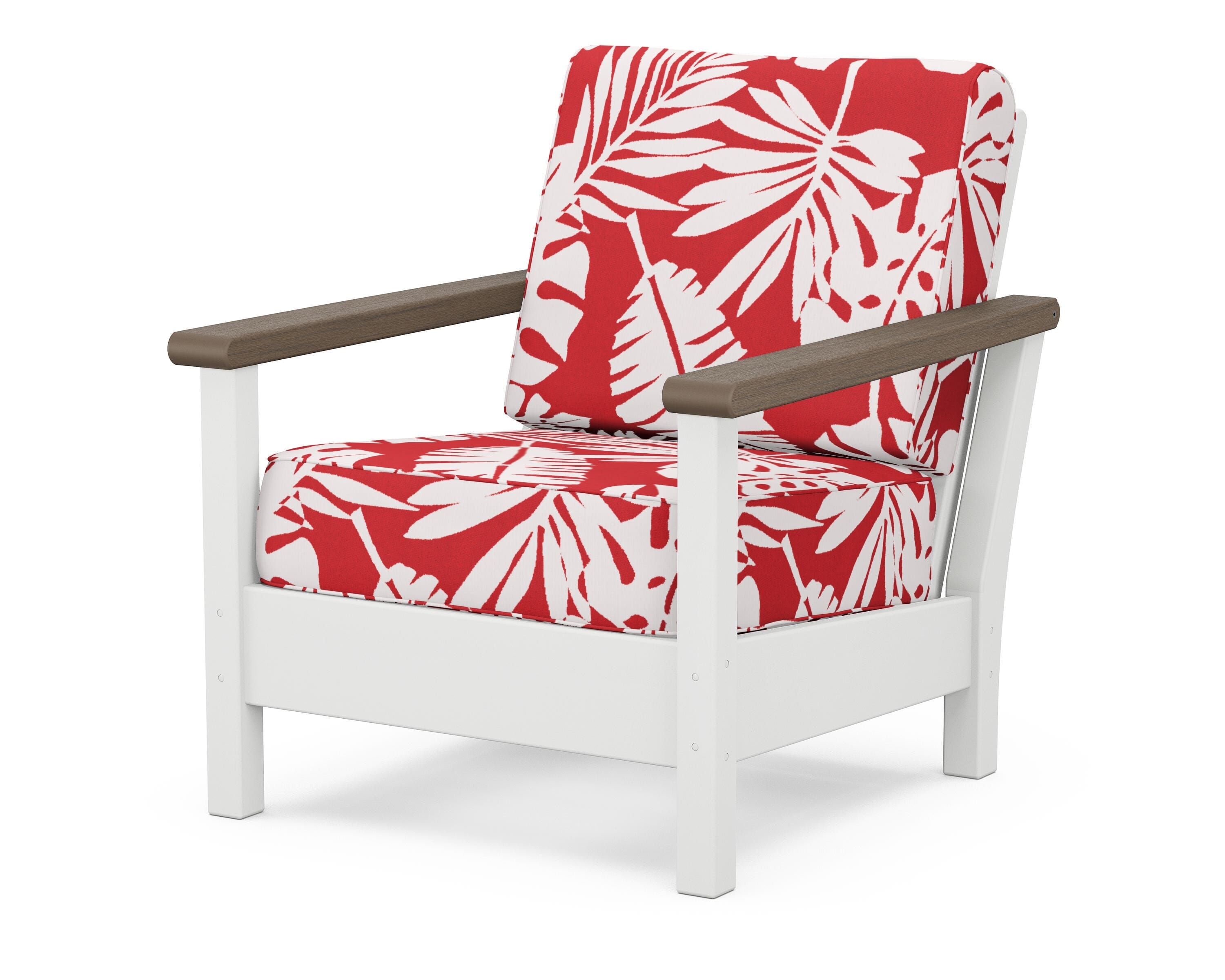 POLYWOOD® Harbour Deep Seating Chair in White / Kona / Leaf Crimson