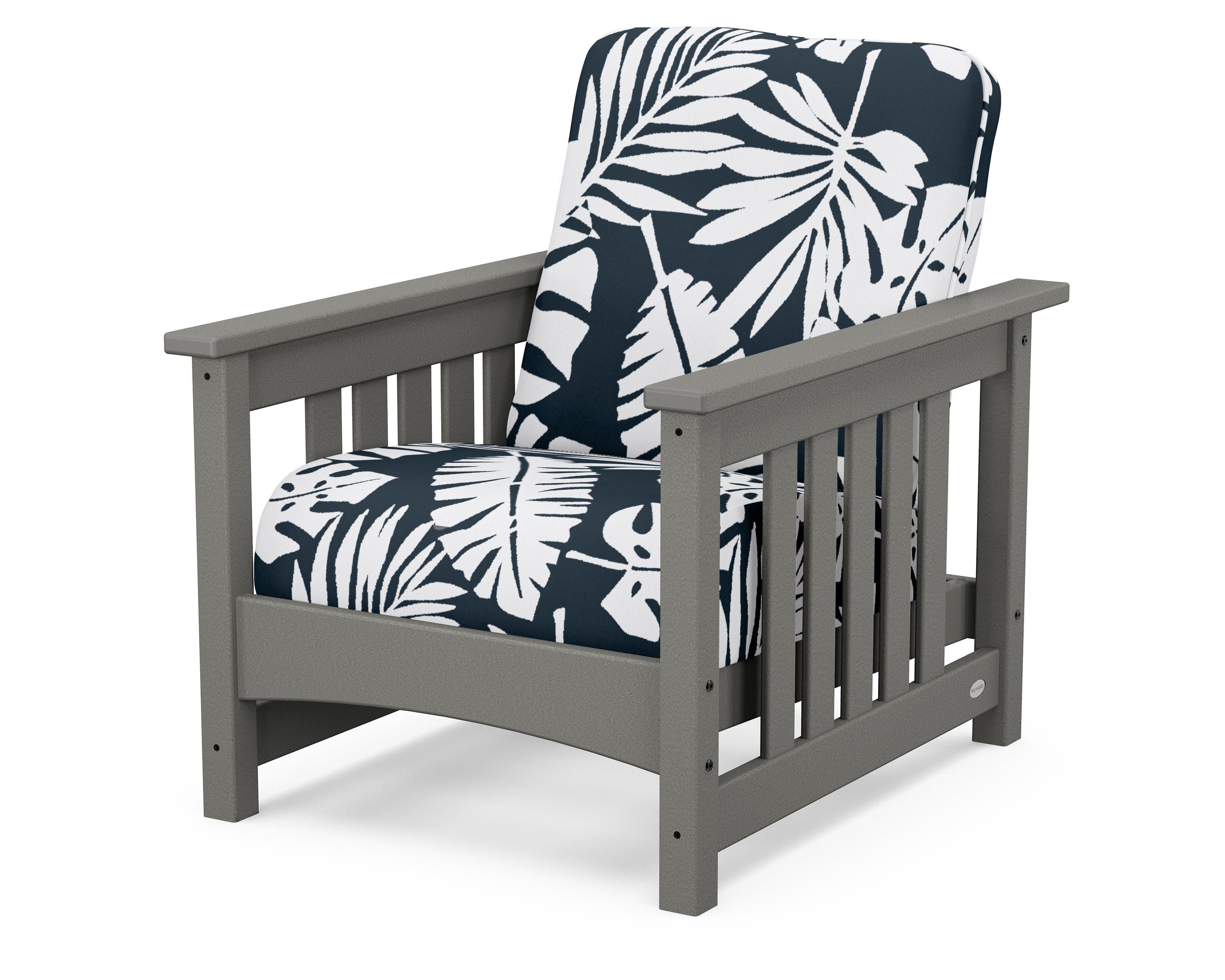POLYWOOD® Club Mission Chair in Slate Grey / Leaf Marine Indigo