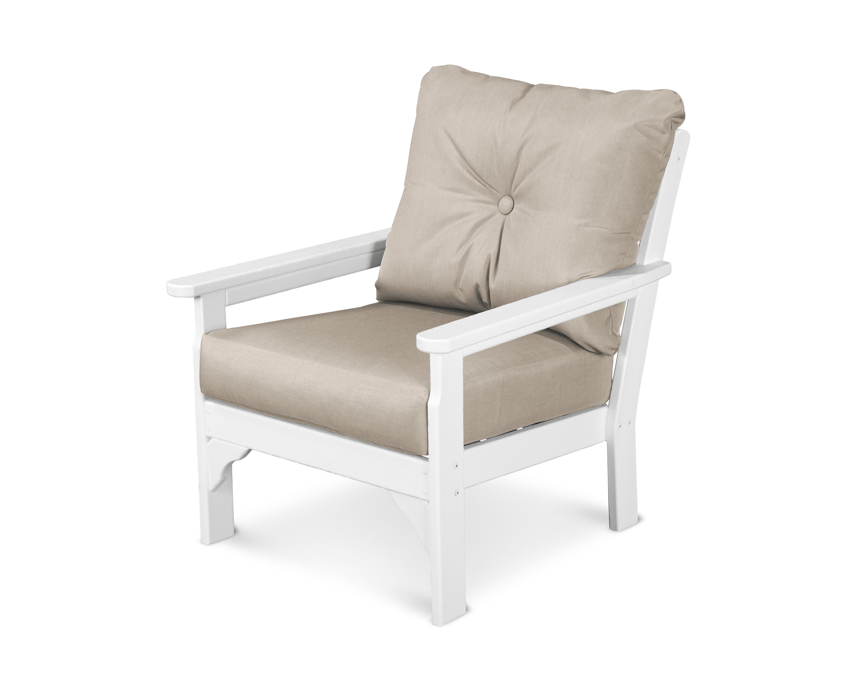 POLYWOOD® Vineyard Deep Seating Chair in White / Cast Ash
