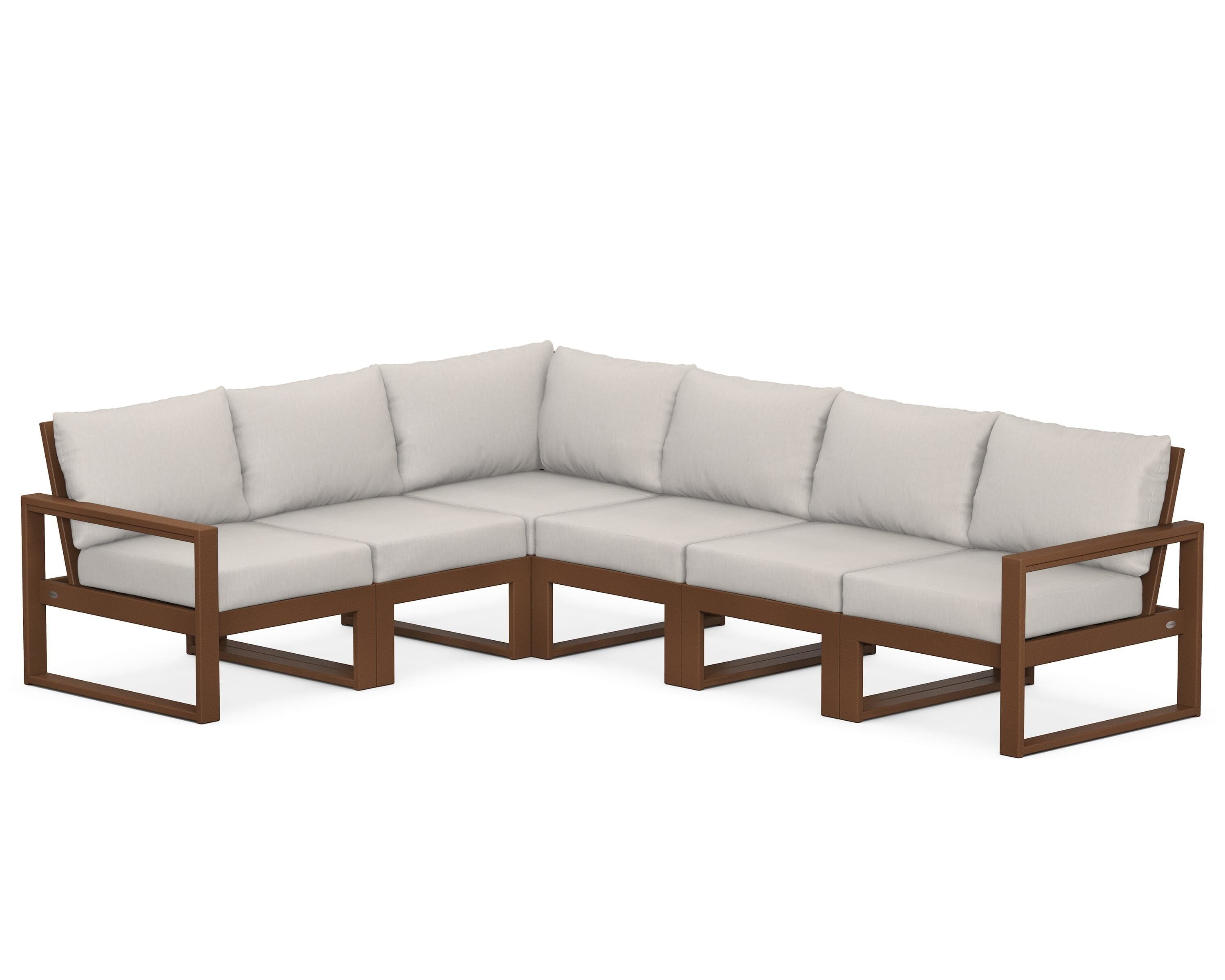 POLYWOOD® EDGE 6-Piece Modular Deep Seating Set in Teak / Cast Ash