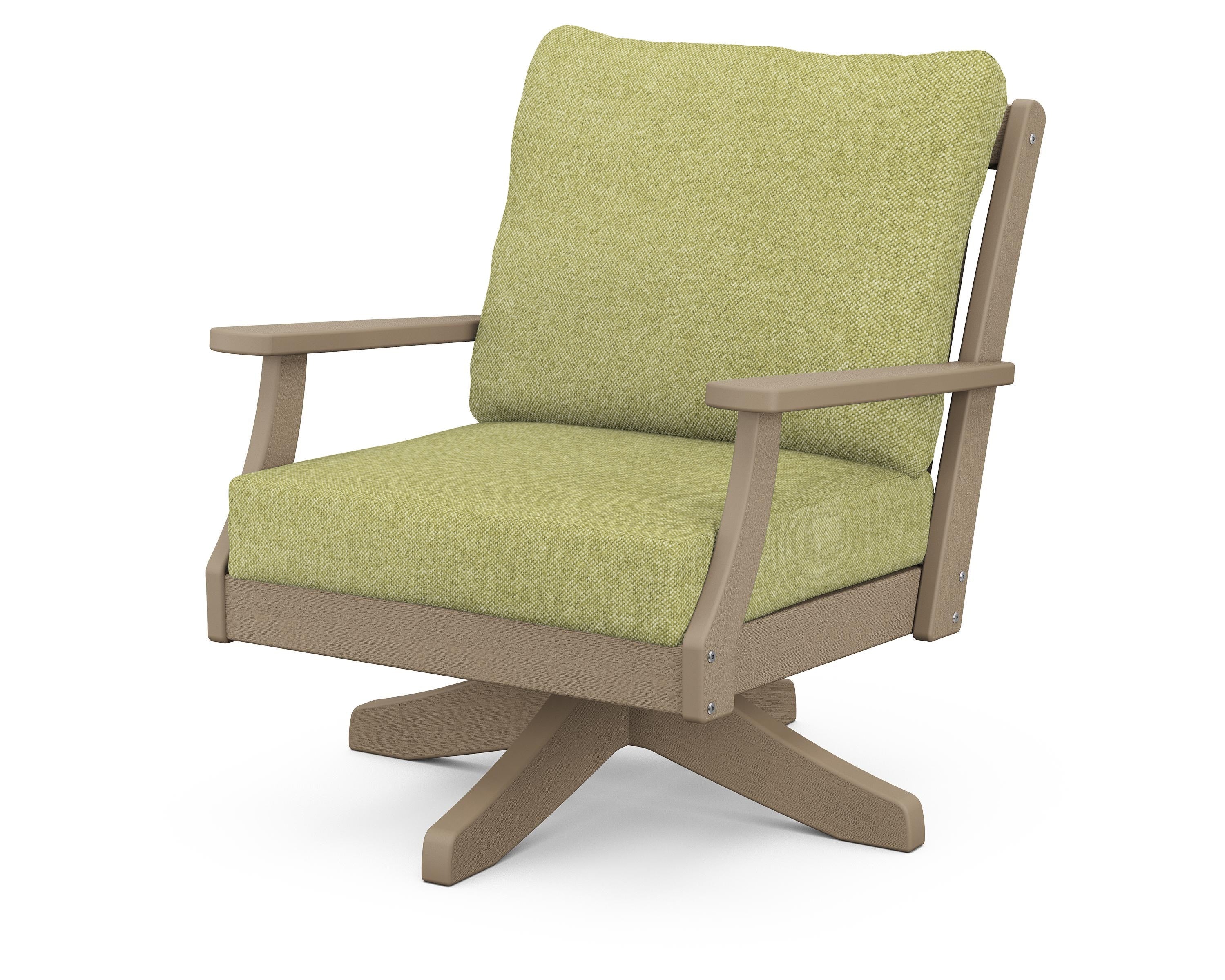 POLYWOOD® Braxton Deep Seating Swivel Chair in Vintage Sahara / Chartreuse Boucle