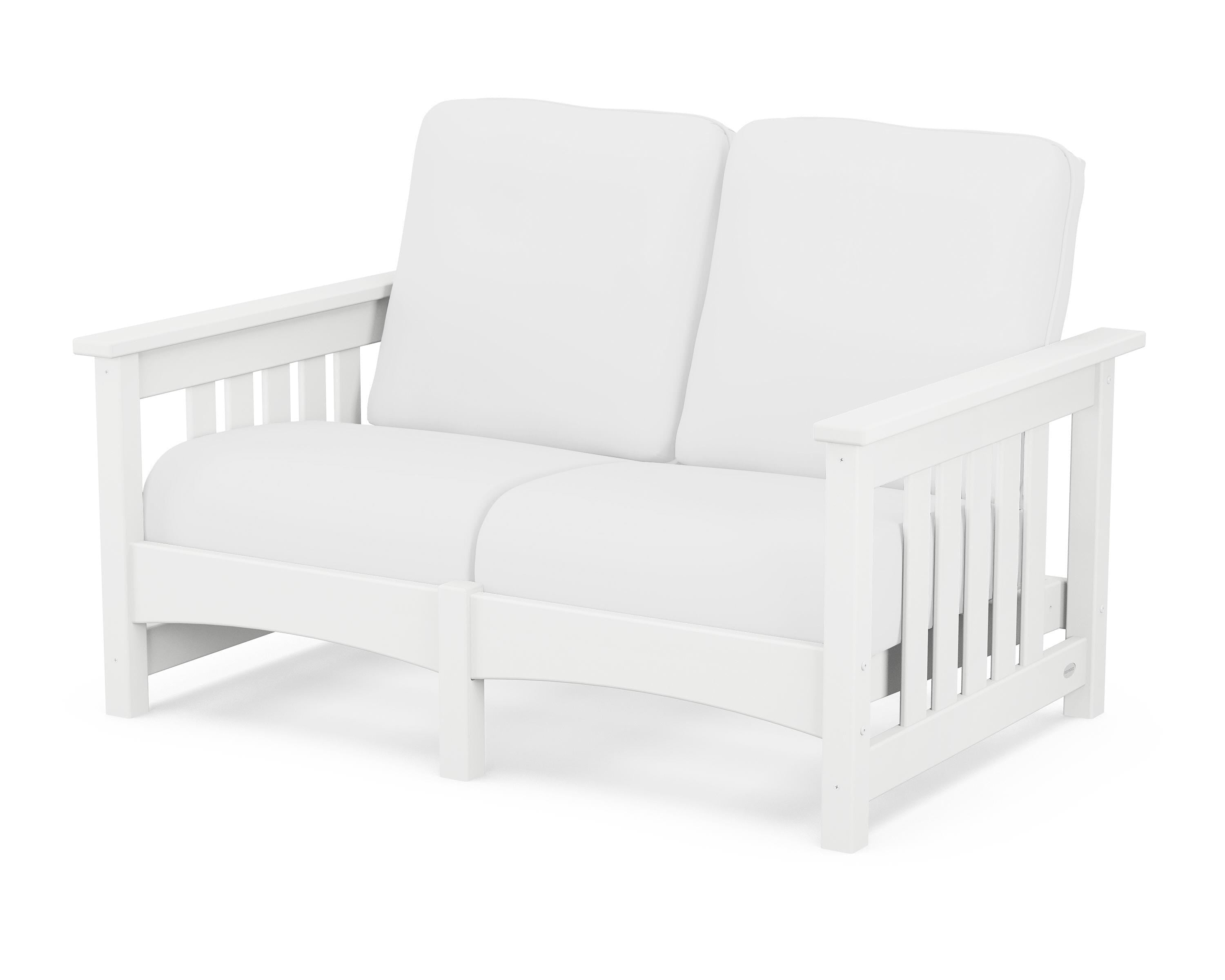 POLYWOOD® Club Mission Loveseat in White / Natural