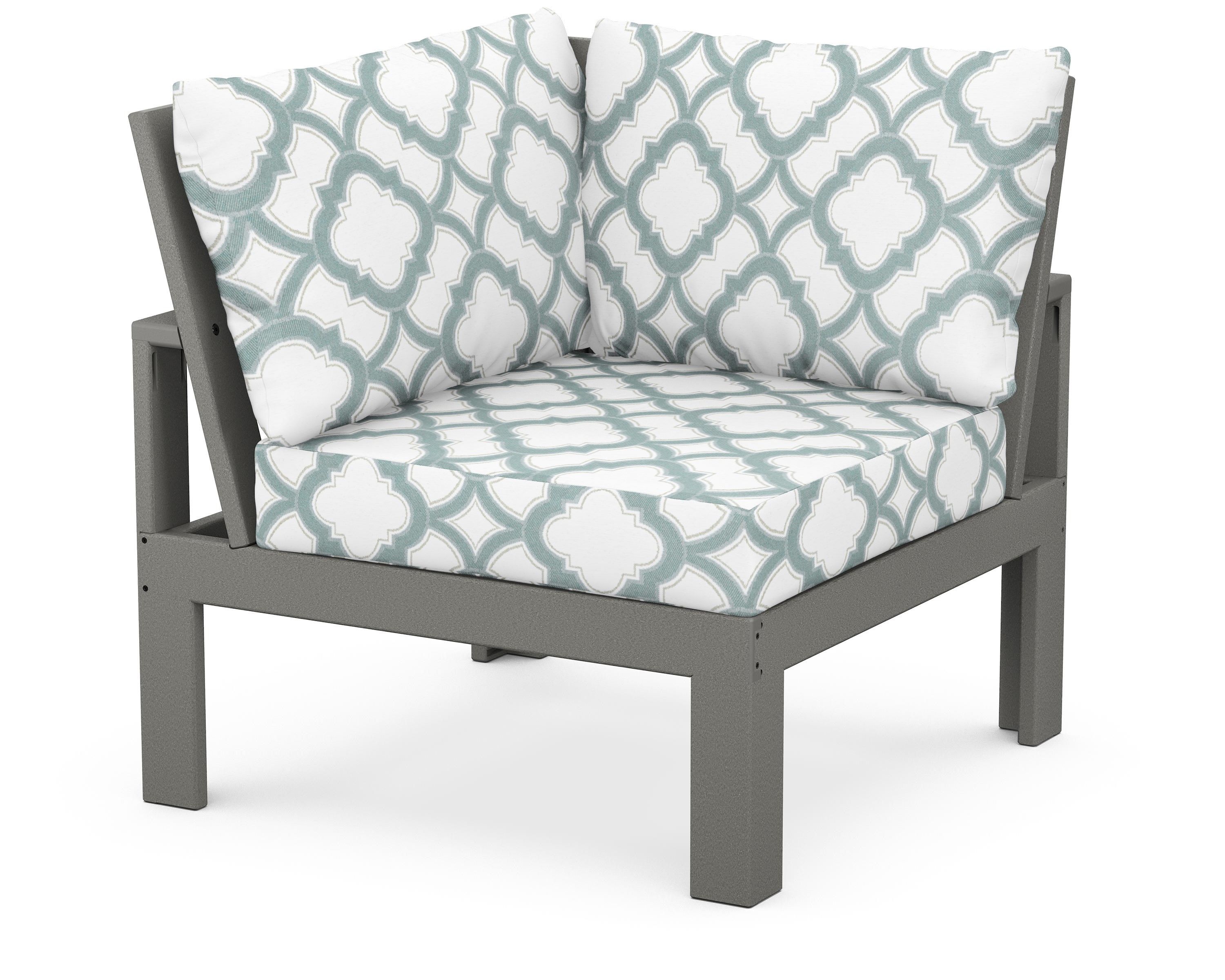 Unbranded Modular Corner Chair in Slate Grey / Trellis Glacier Spa