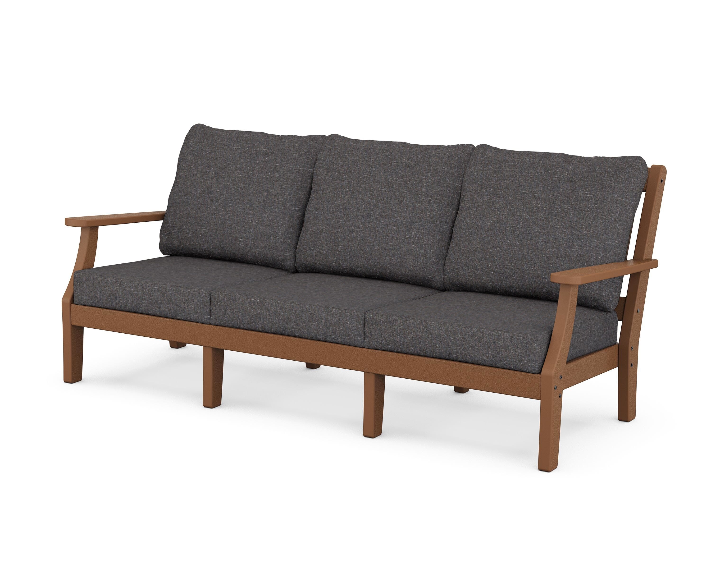 Martha Stewart by POLYWOOD® Chinoiserie Deep Seating Sofa in Teak / Ash Charcoal