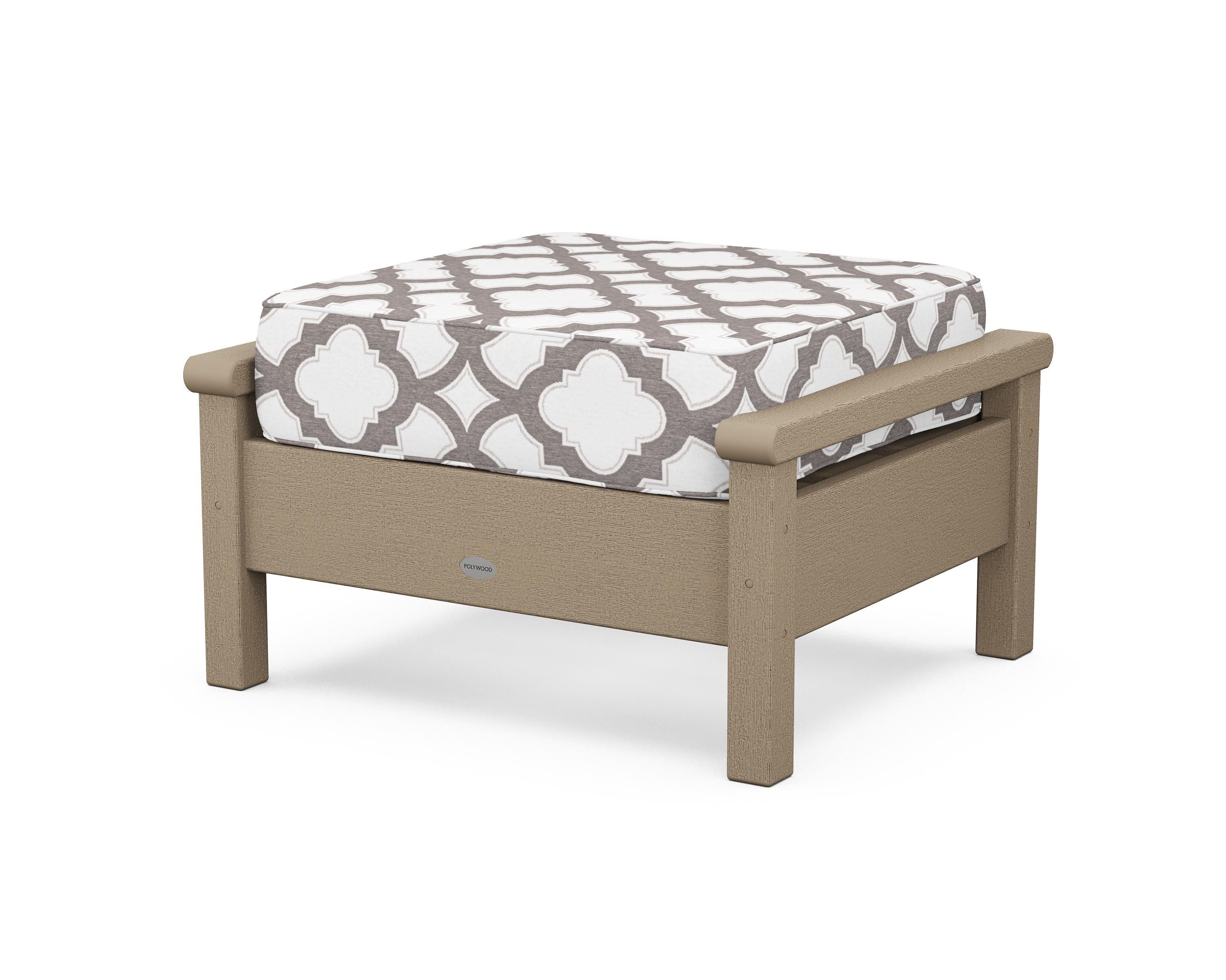 POLYWOOD® Harbour Deep Seating Ottoman in Vintage Sahara / Trellis Grey Mist