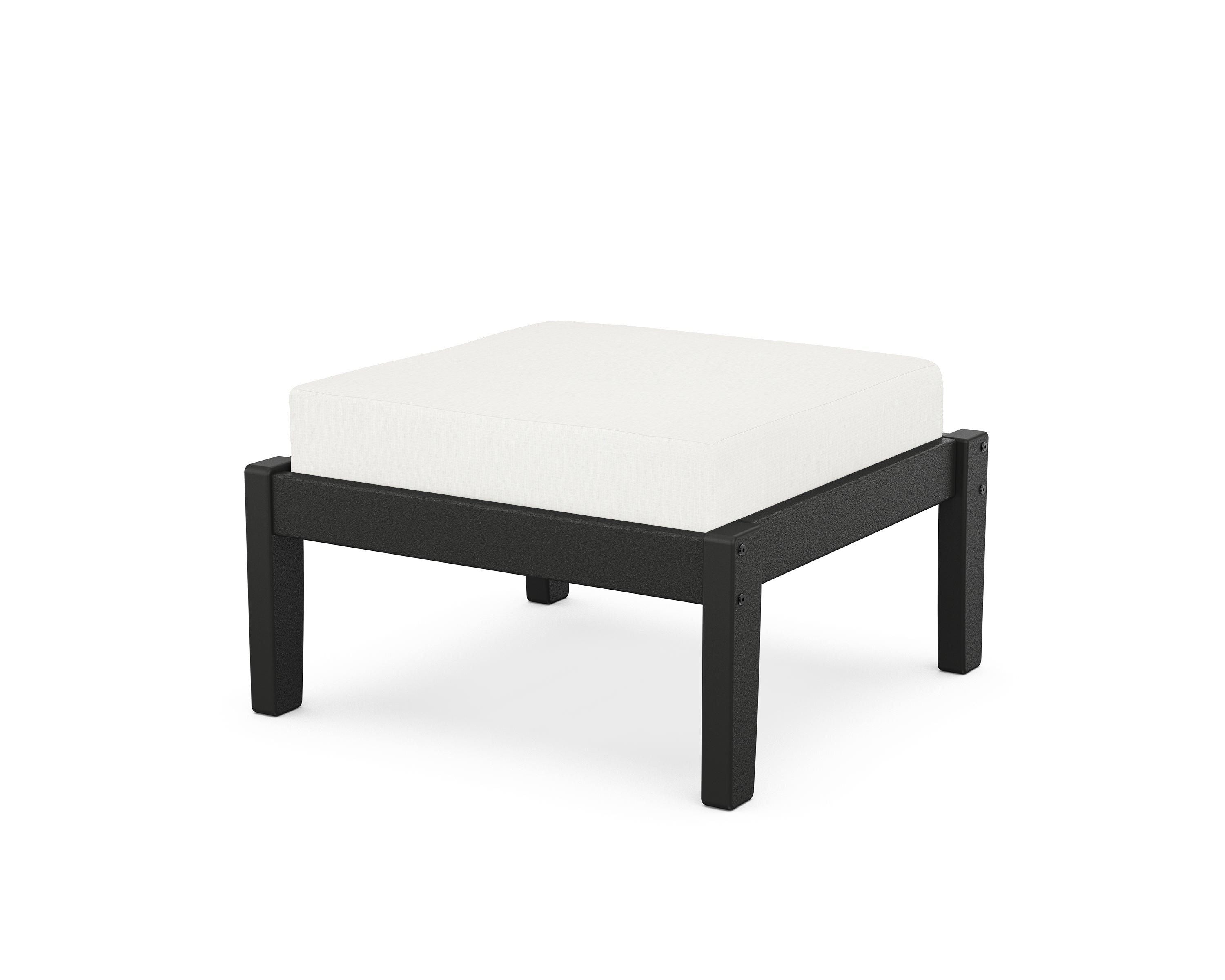 Unbranded Deep Seating Ottoman in Black / Natural Linen
