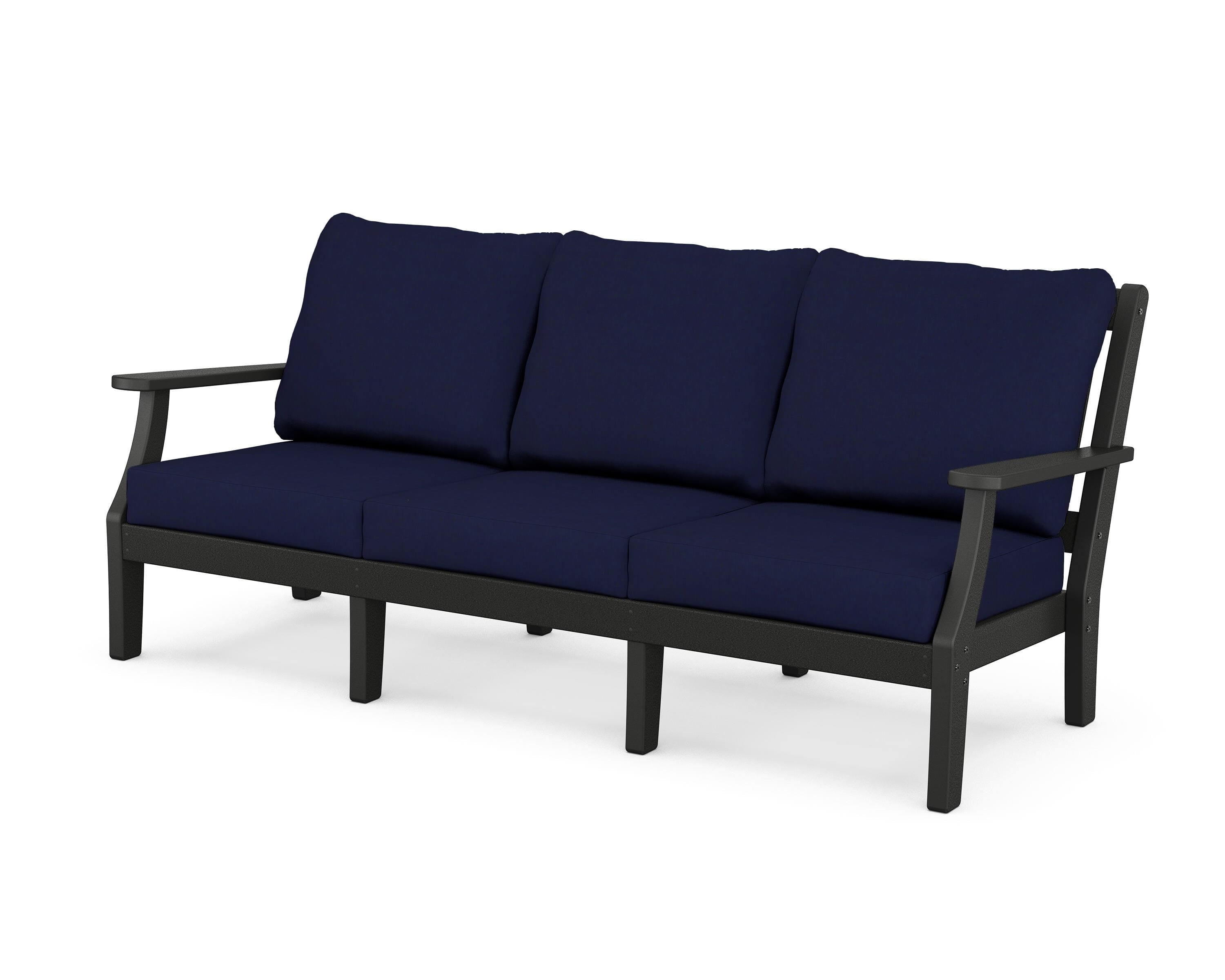 Martha Stewart by POLYWOOD® Chinoiserie Deep Seating Sofa in Black / Navy