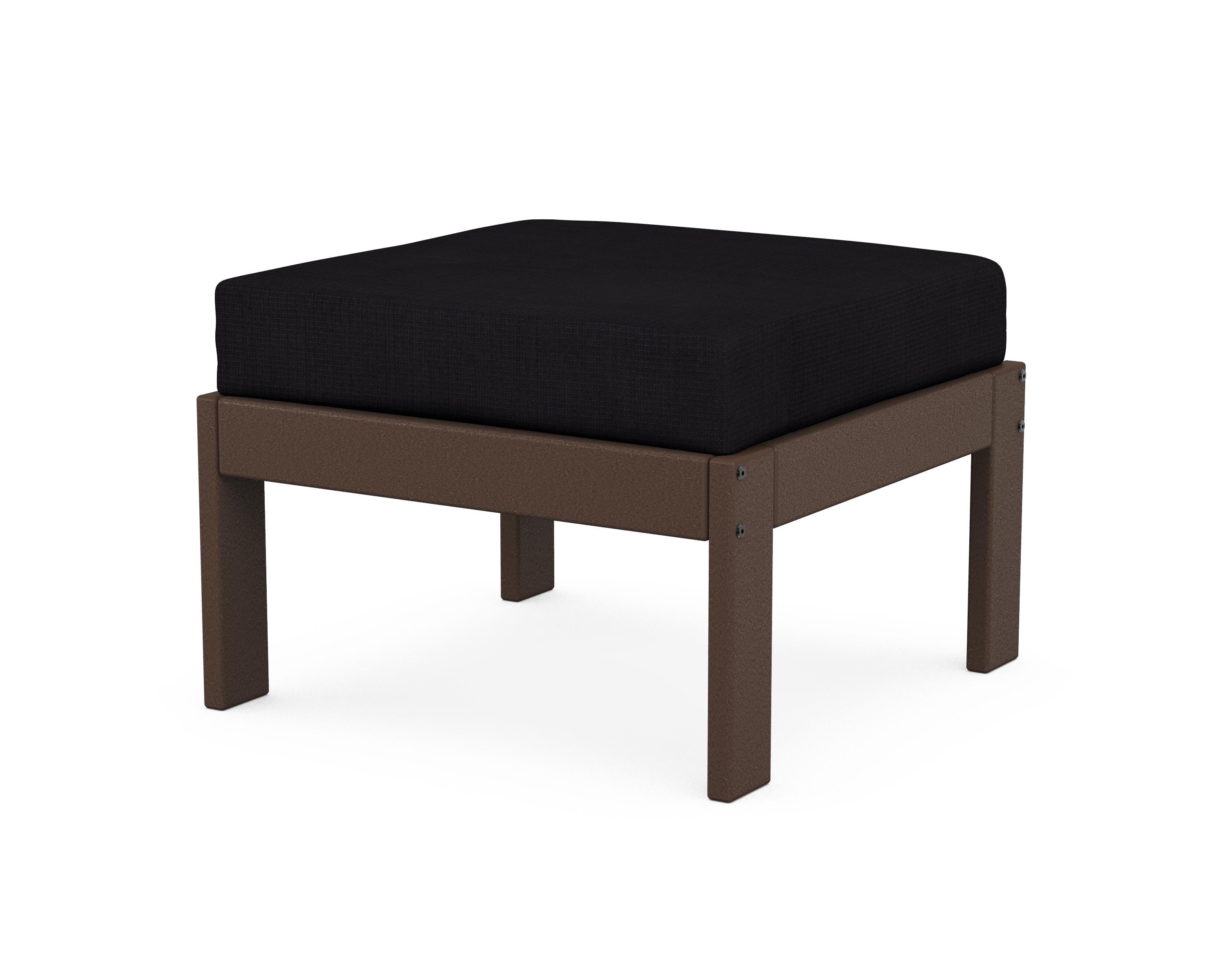 POLYWOOD® Vineyard Modular Ottoman in Mahogany / Midnight Linen