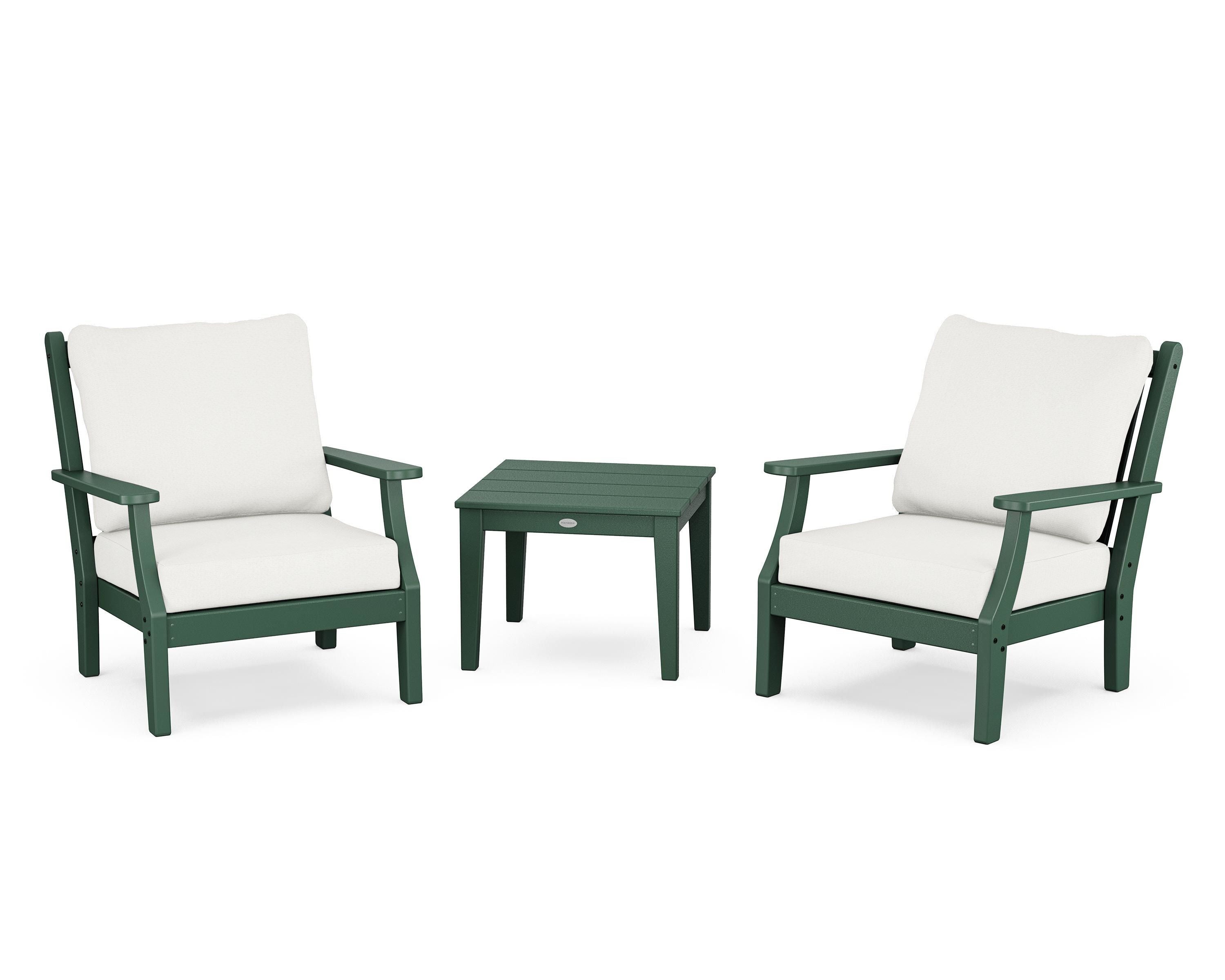 Country Living Wovendale 3-Piece Deep Seating Set in Green / Natural Linen