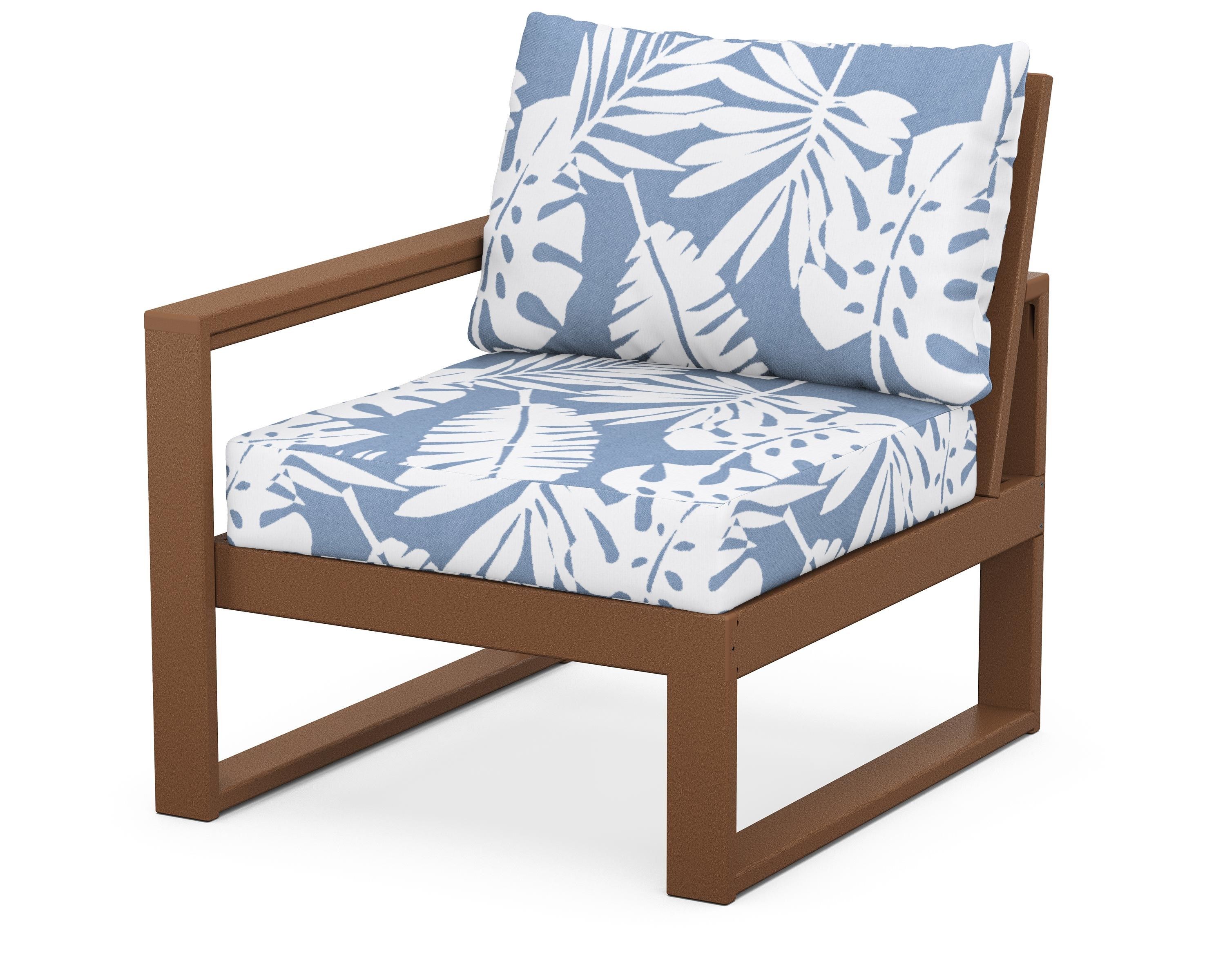 POLYWOOD® EDGE Modular Left Arm Chair in Teak / Leaf Sky Blue