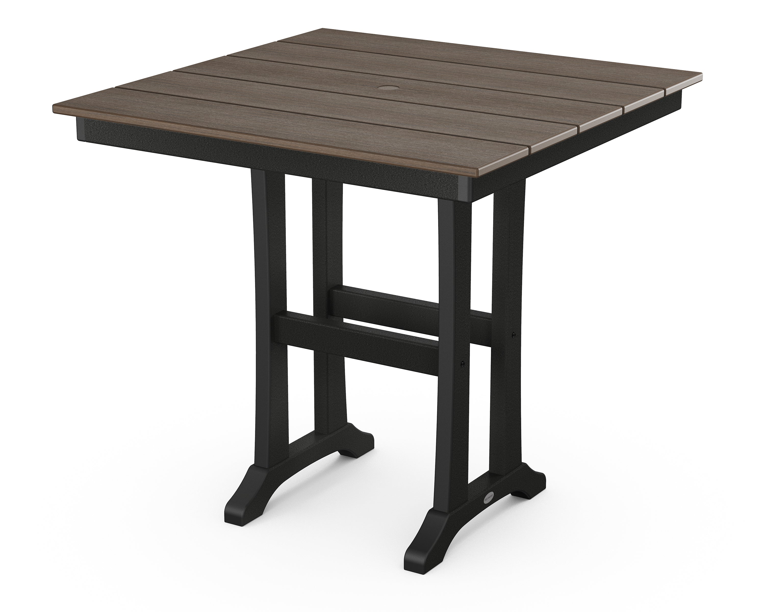 POLYWOOD® Farmhouse Trestle 37" Counter Table in Black / Kona