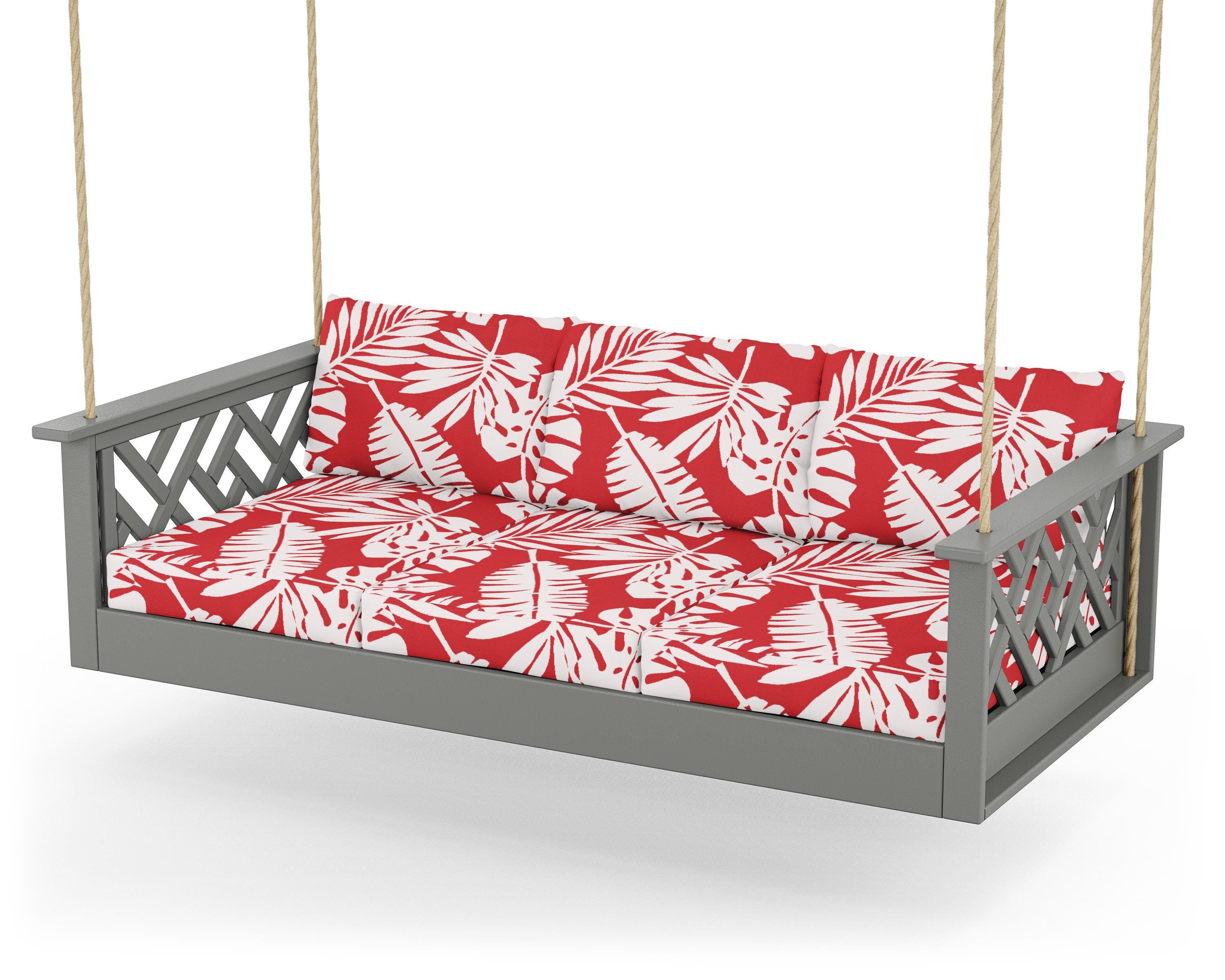POLYWOOD® Chippendale Daybed Swing in Slate Grey / Leaf Crimson