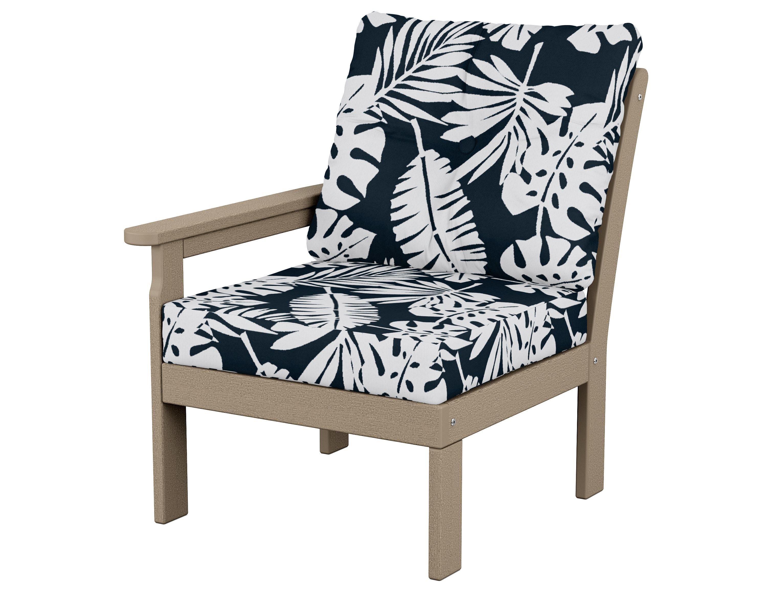 POLYWOOD® Vineyard Modular Left Arm Chair in Vintage Sahara / Leaf Marine Indigo