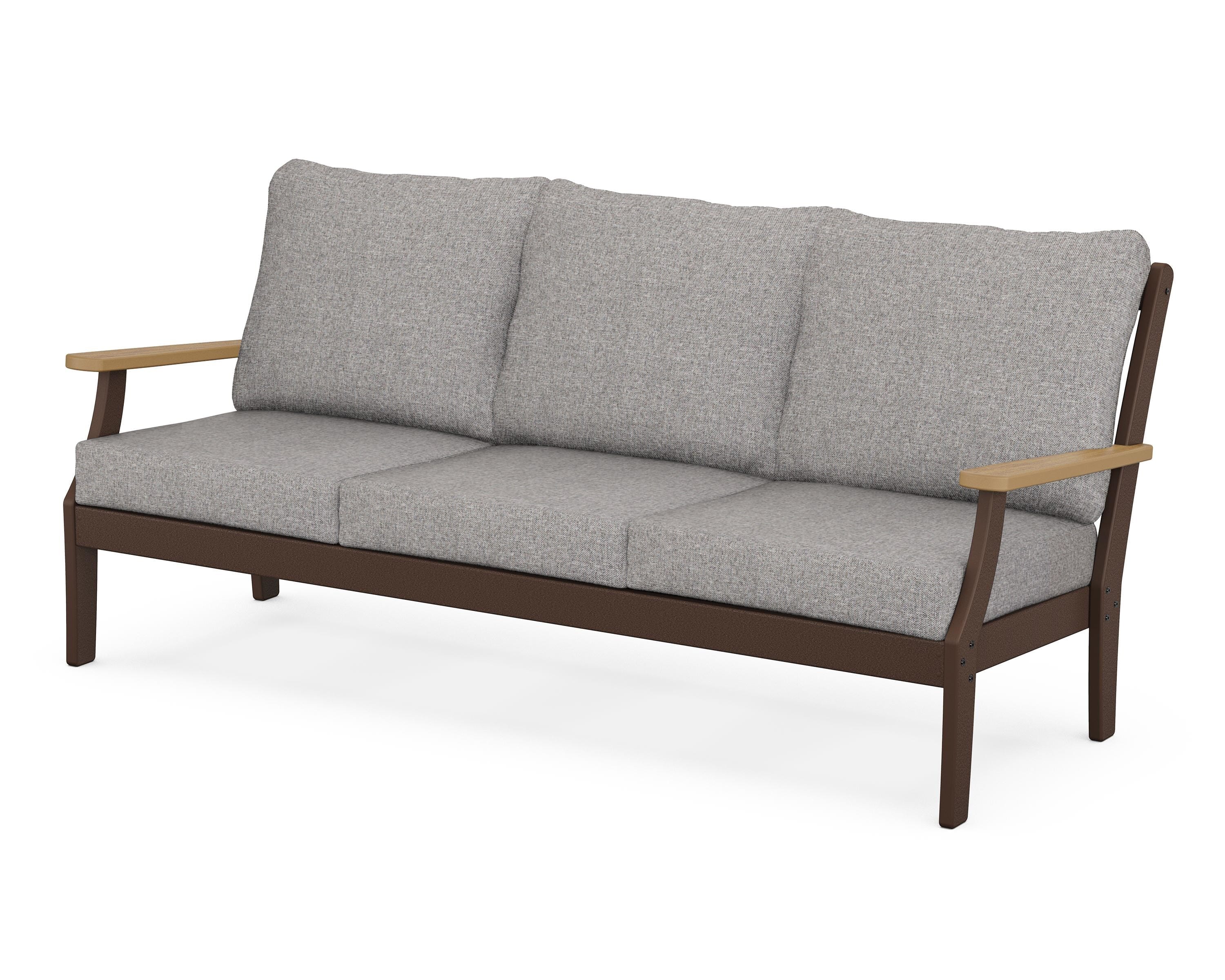 POLYWOOD® Braxton Deep Seating Sofa in Mahogany / Natural / Grey Mist
