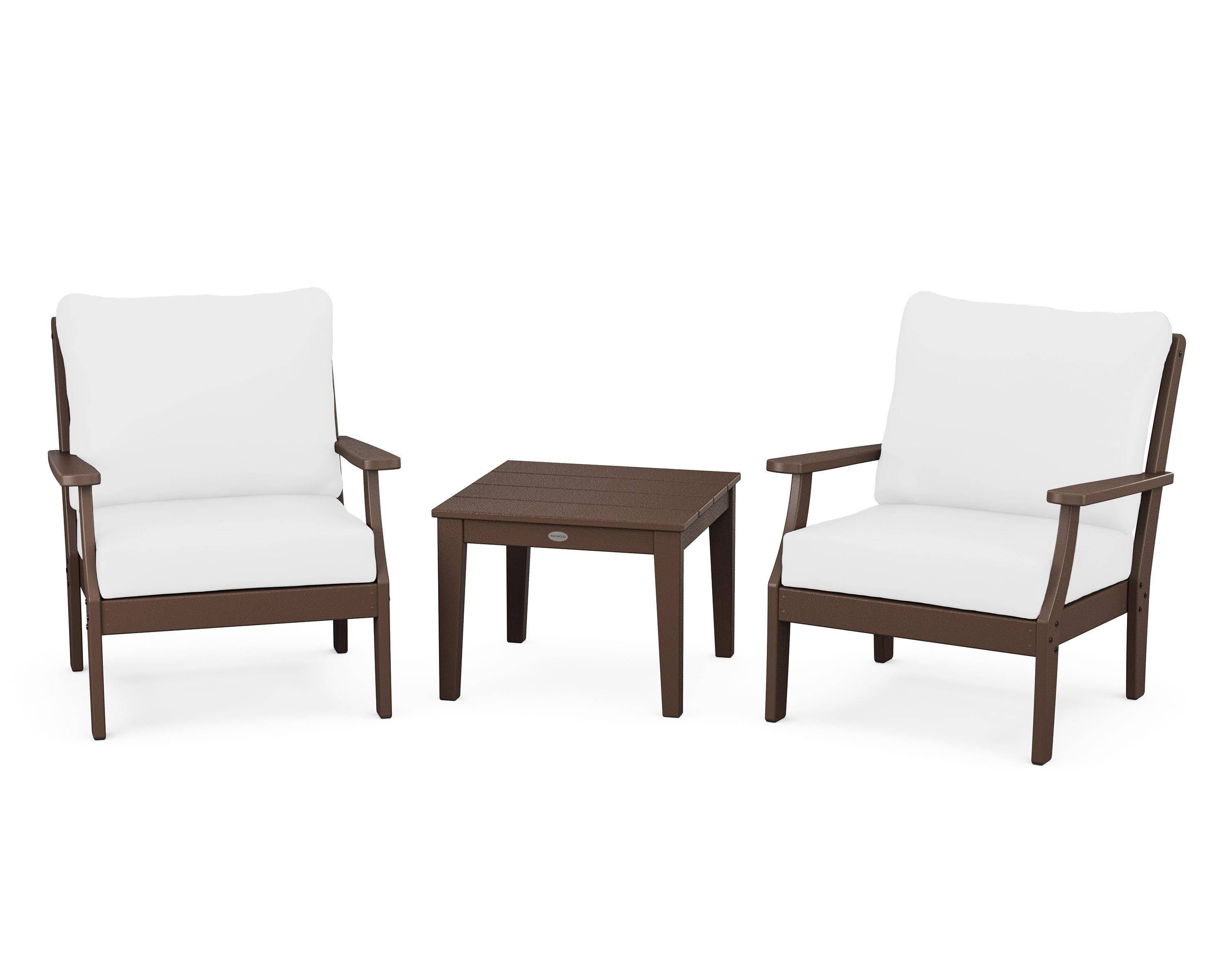 POLYWOOD® Braxton 3-Piece Deep Seating Set in Mahogany / Natural