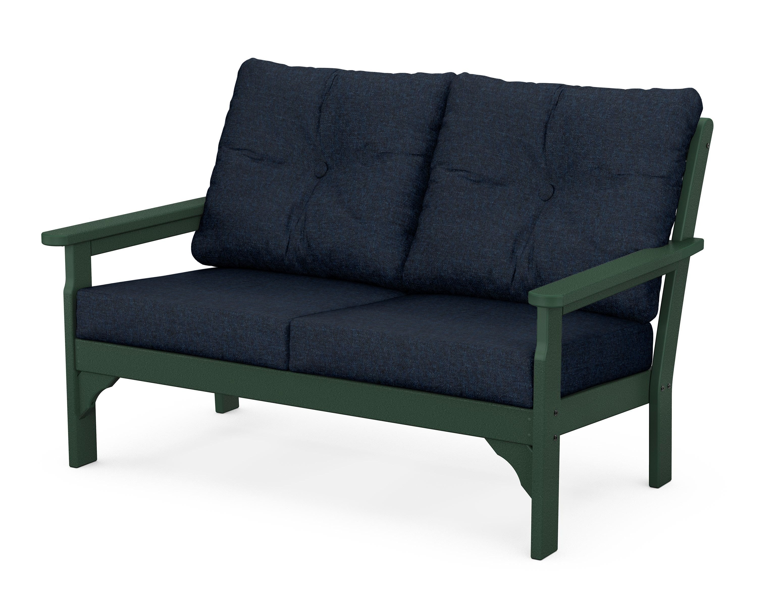 POLYWOOD® Vineyard Deep Seating Loveseat in Green / Marine Indigo
