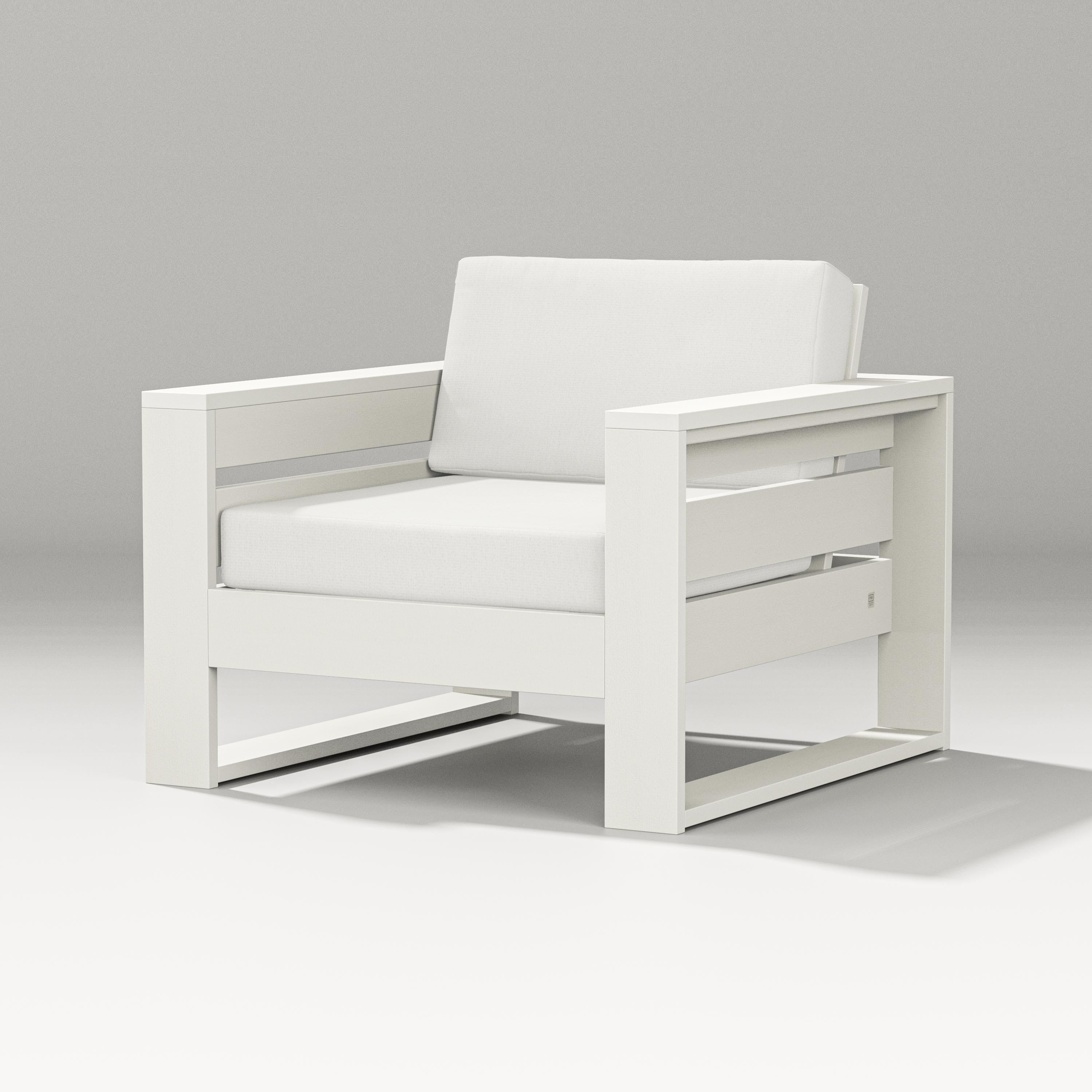 PW Designer Series Latitude Lounge Chair in Vintage White / Natural Linen