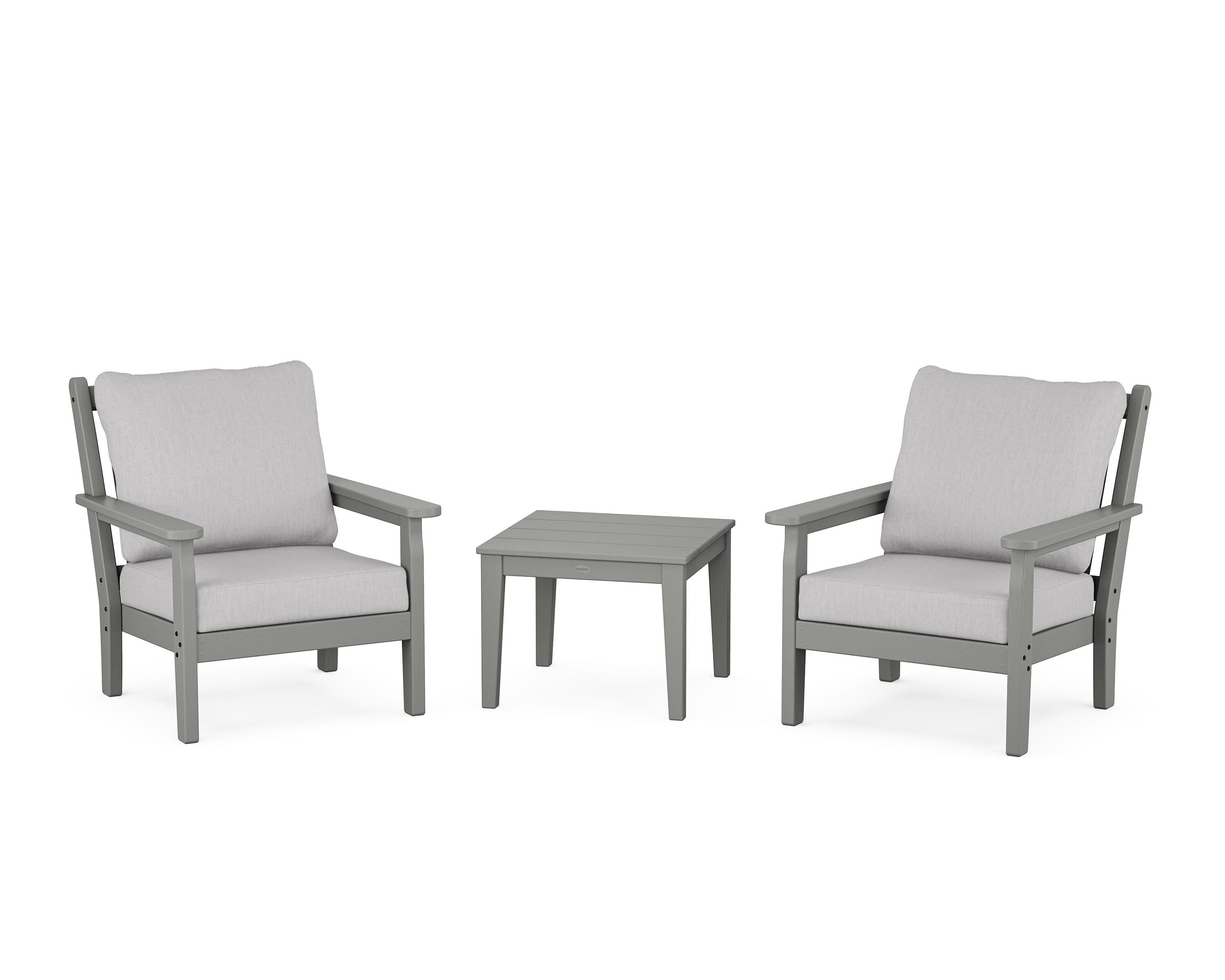 POLYWOOD® Chippendale 3-Piece Deep Seating Set in Slate Grey / Granite