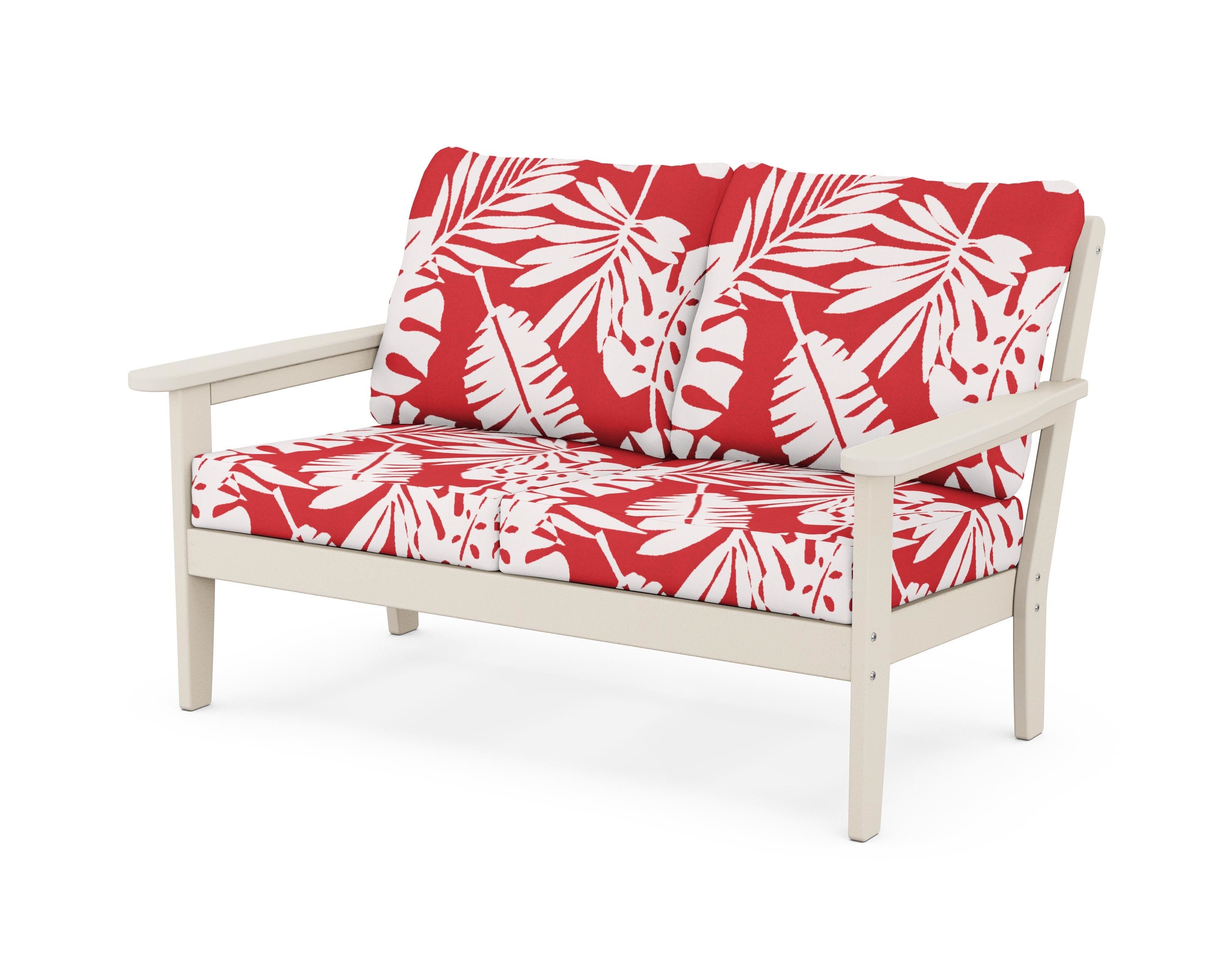 Country Living Cottage Deep Seating Loveseat in Sand / Leaf Crimson