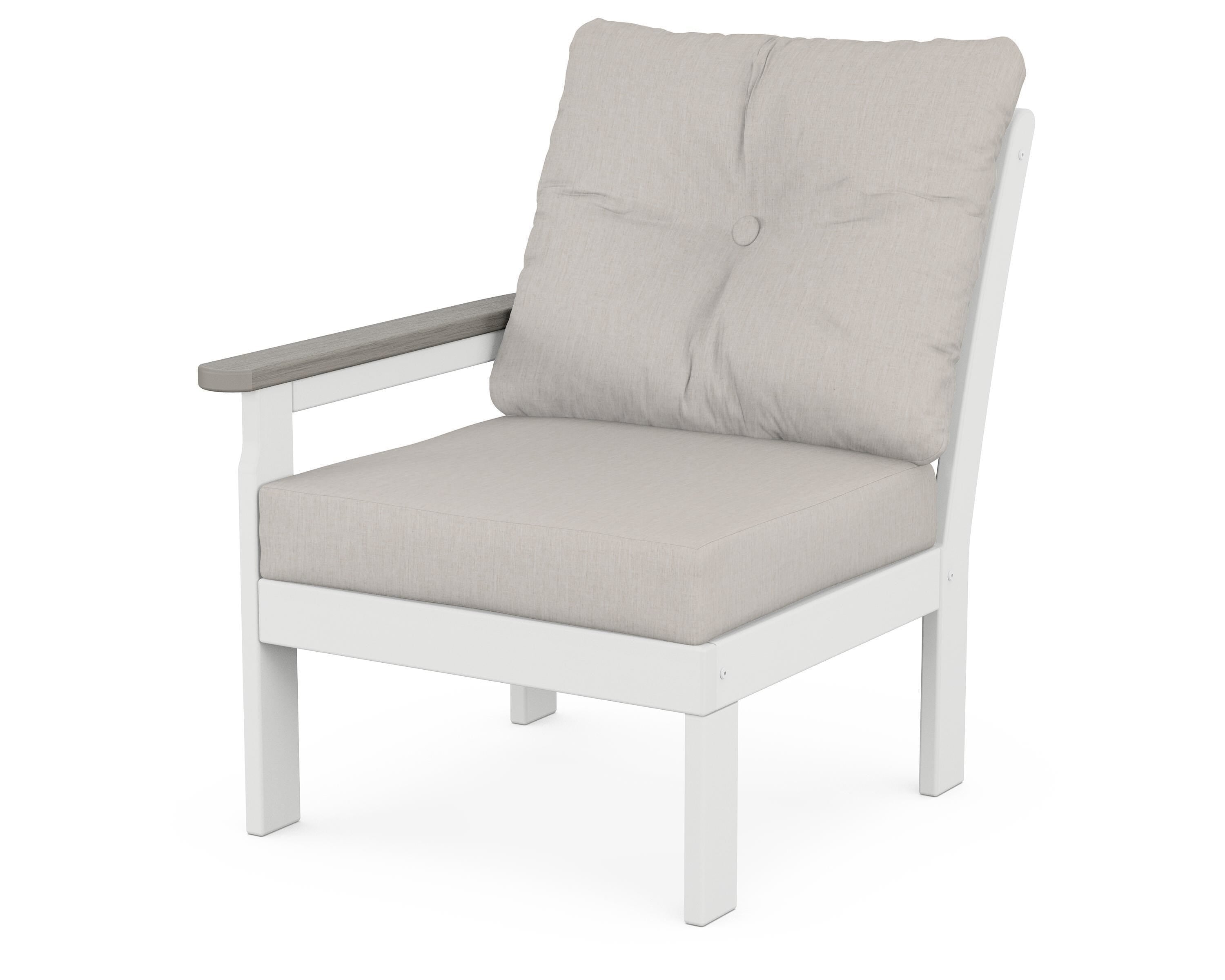 POLYWOOD® Vineyard Modular Left Arm Chair in White / Driftwood / Cast Ash