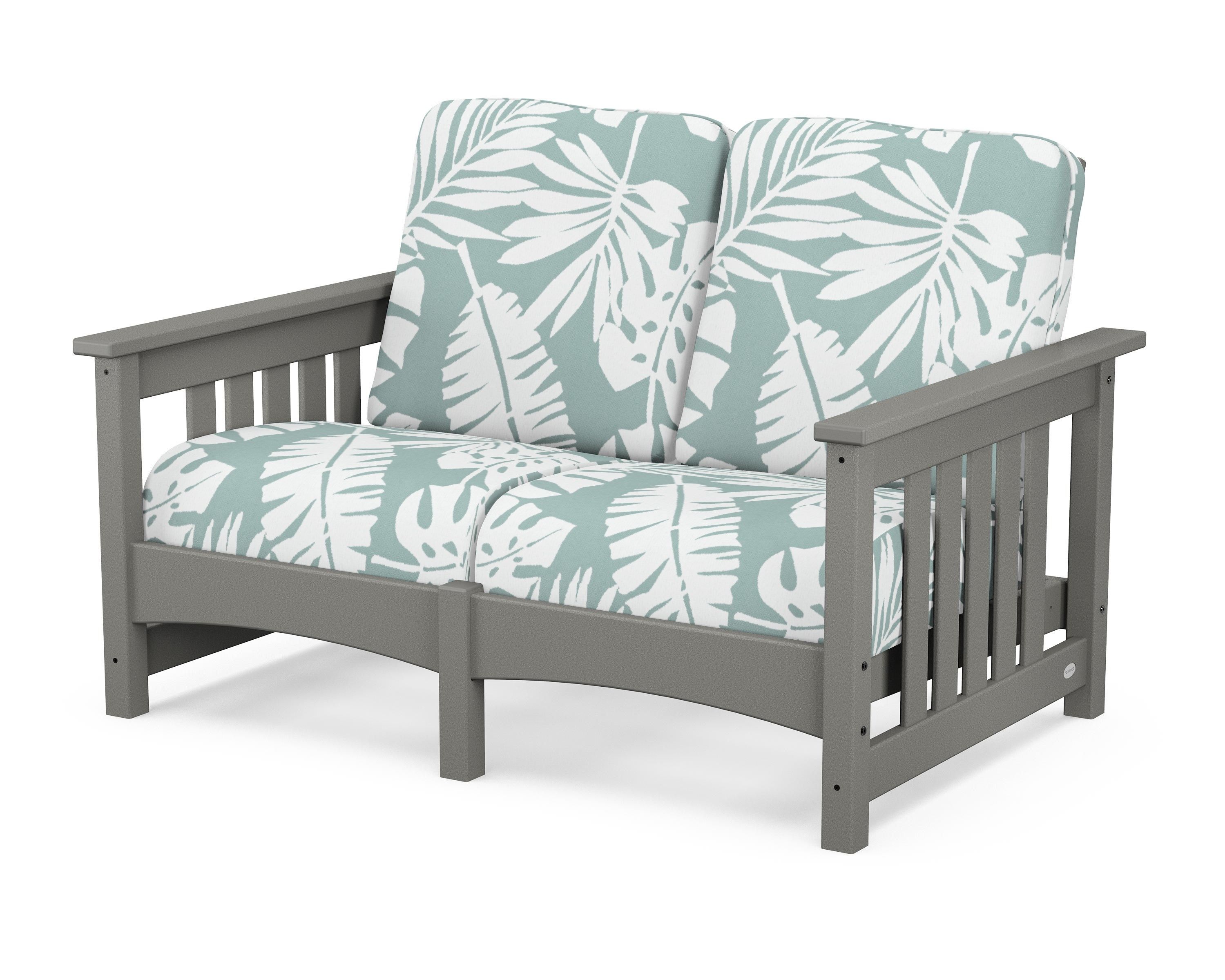 POLYWOOD® Club Mission Loveseat in Slate Grey / Leaf Glacier Spa