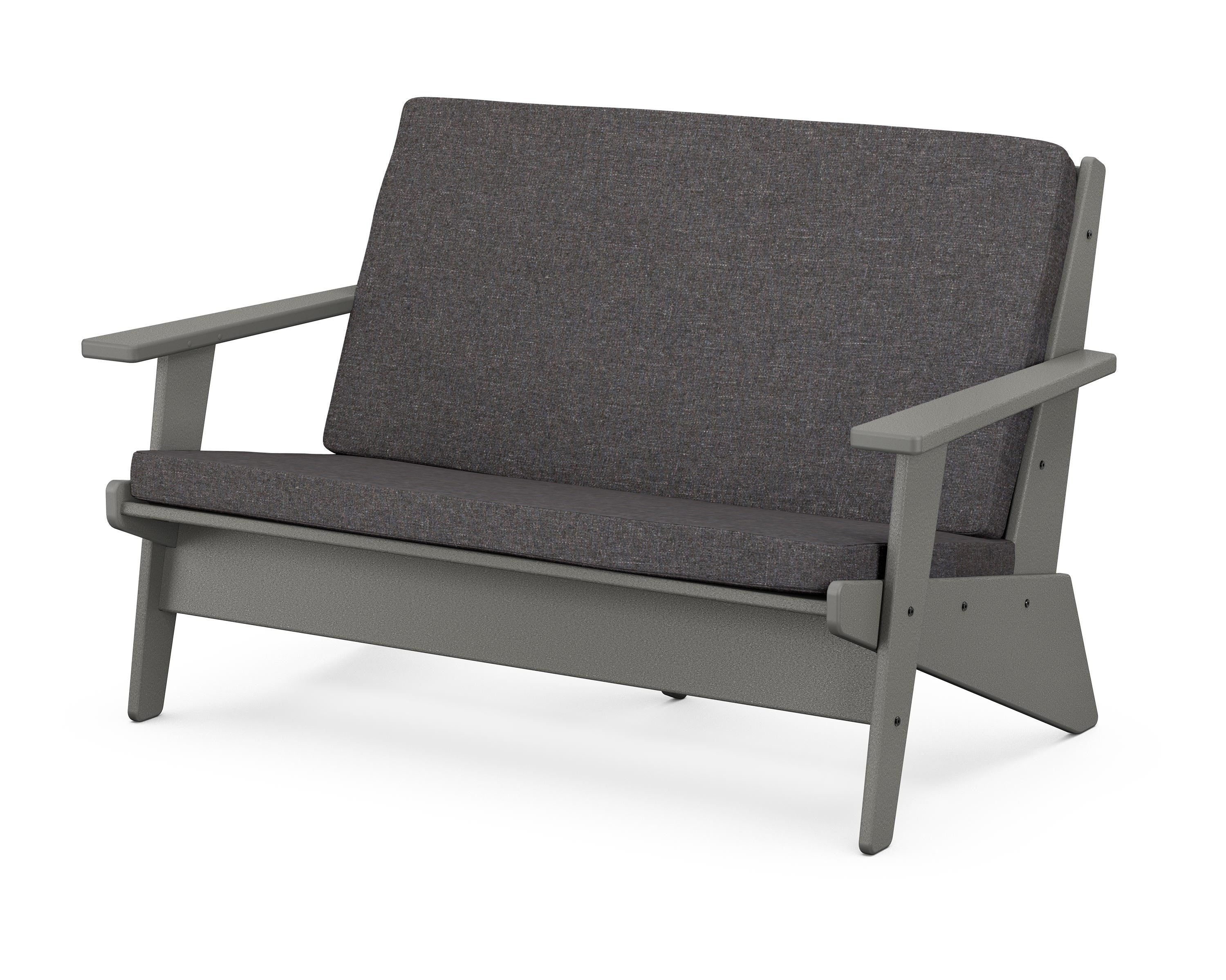 POLYWOOD® Riviera Modern Lounge Loveseat in Slate Grey / Ash Charcoal