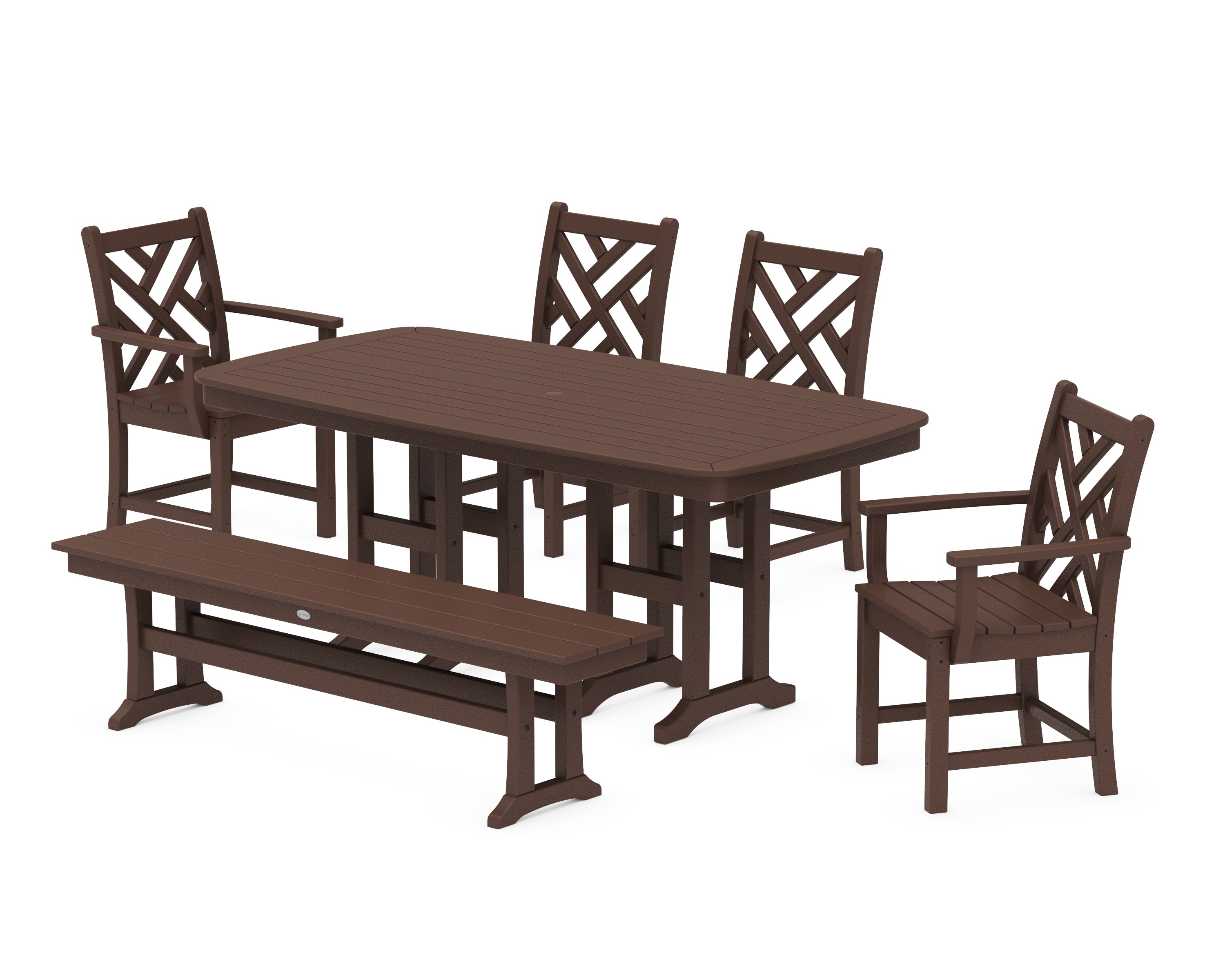 POLYWOOD® Chippendale 6-Piece Dining Set with Bench in Mahogany