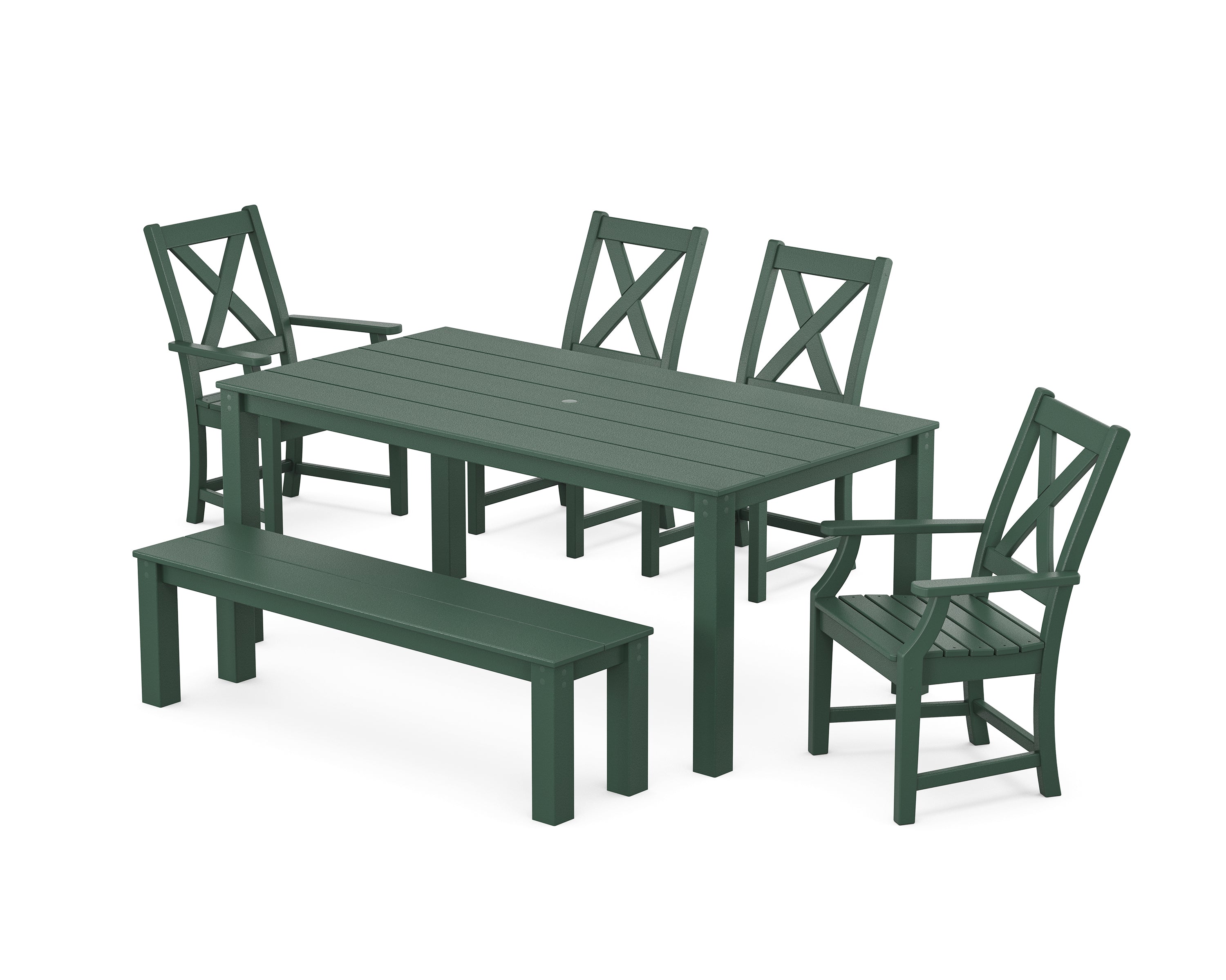 POLYWOOD® Braxton 6-Piece Parsons Dining Set with Bench in Green
