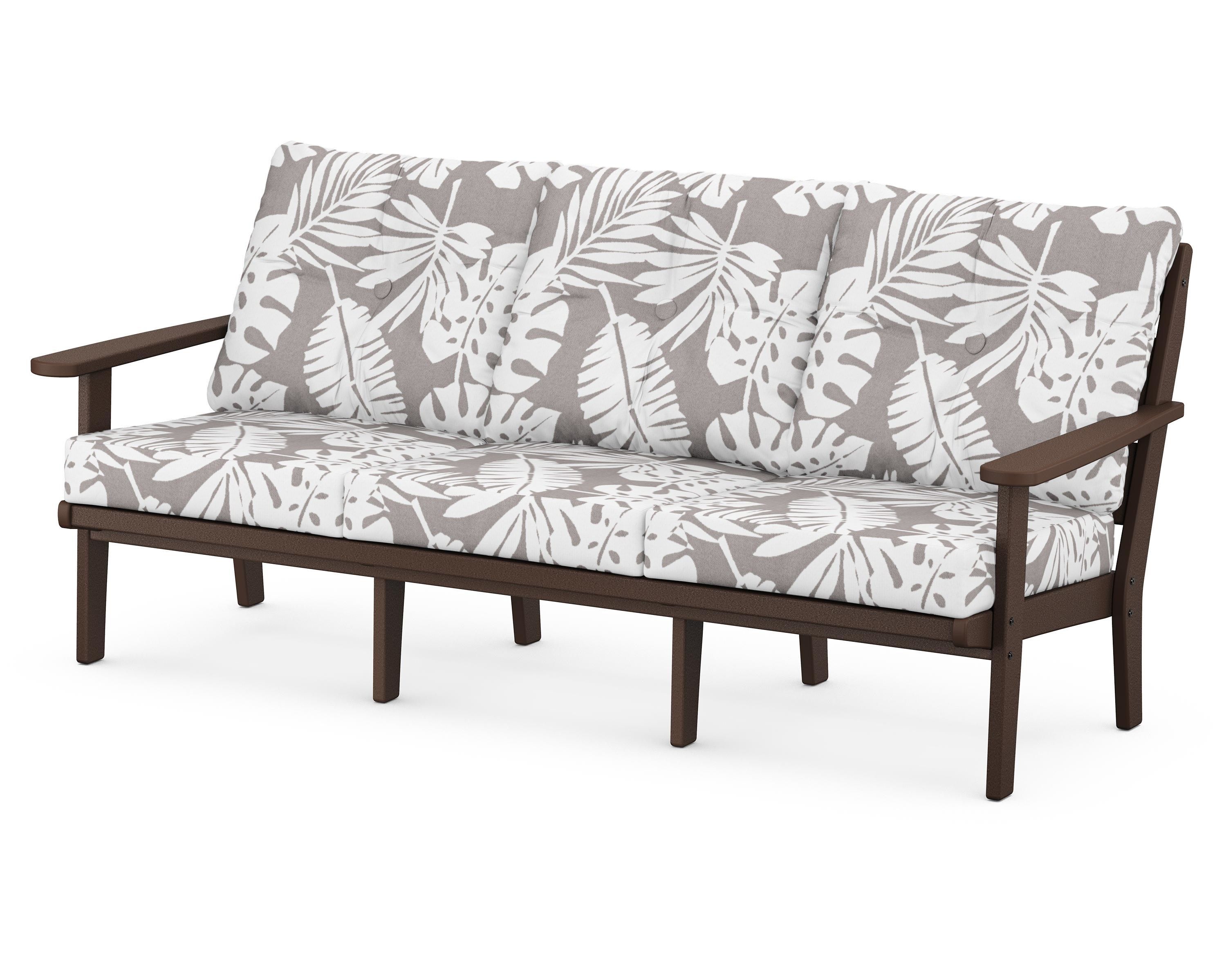 POLYWOOD® Lakeside Deep Seating Sofa in Mahogany / Leaf Grey Mist