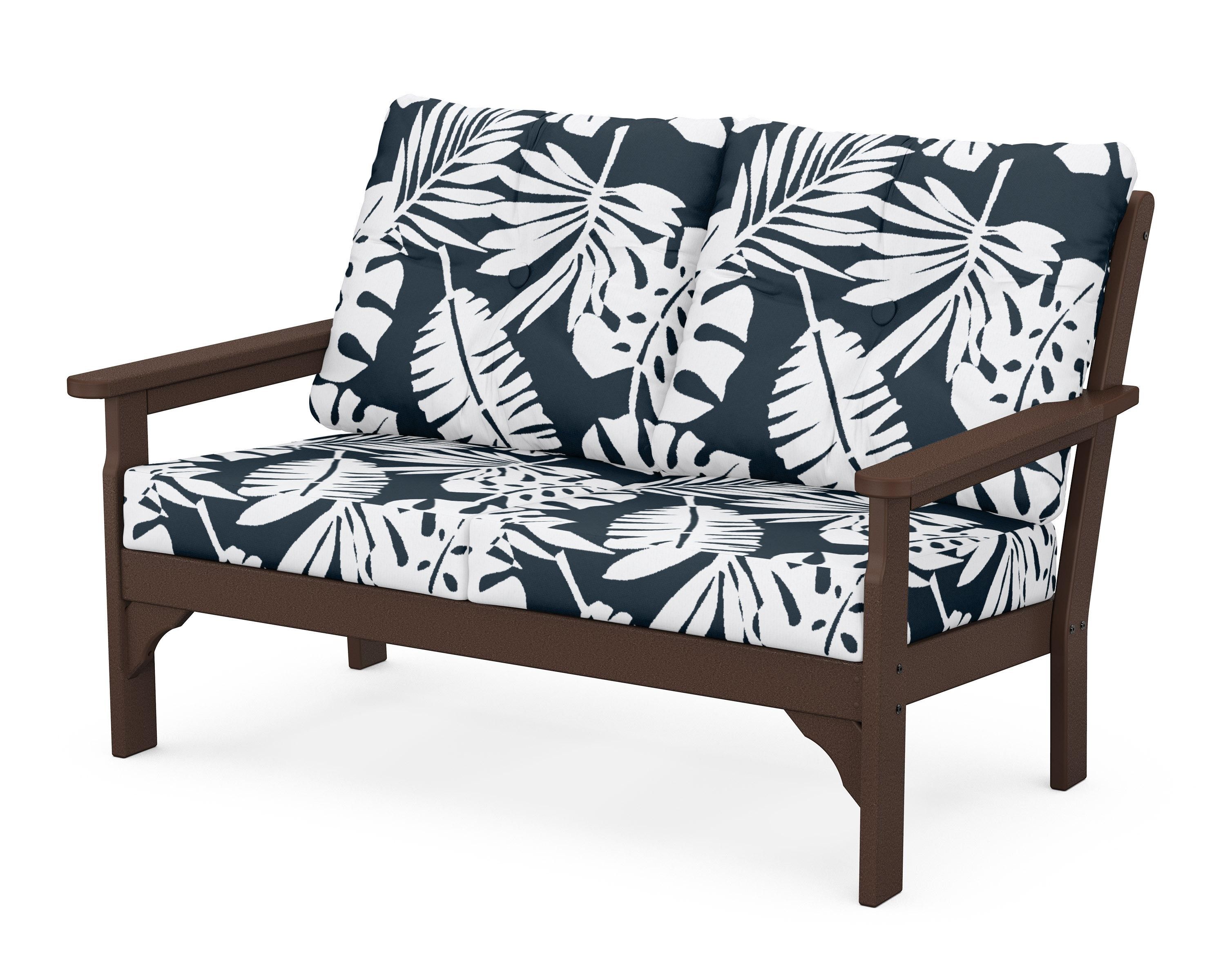 POLYWOOD® Vineyard Deep Seating Loveseat in Mahogany / Leaf Marine Indigo