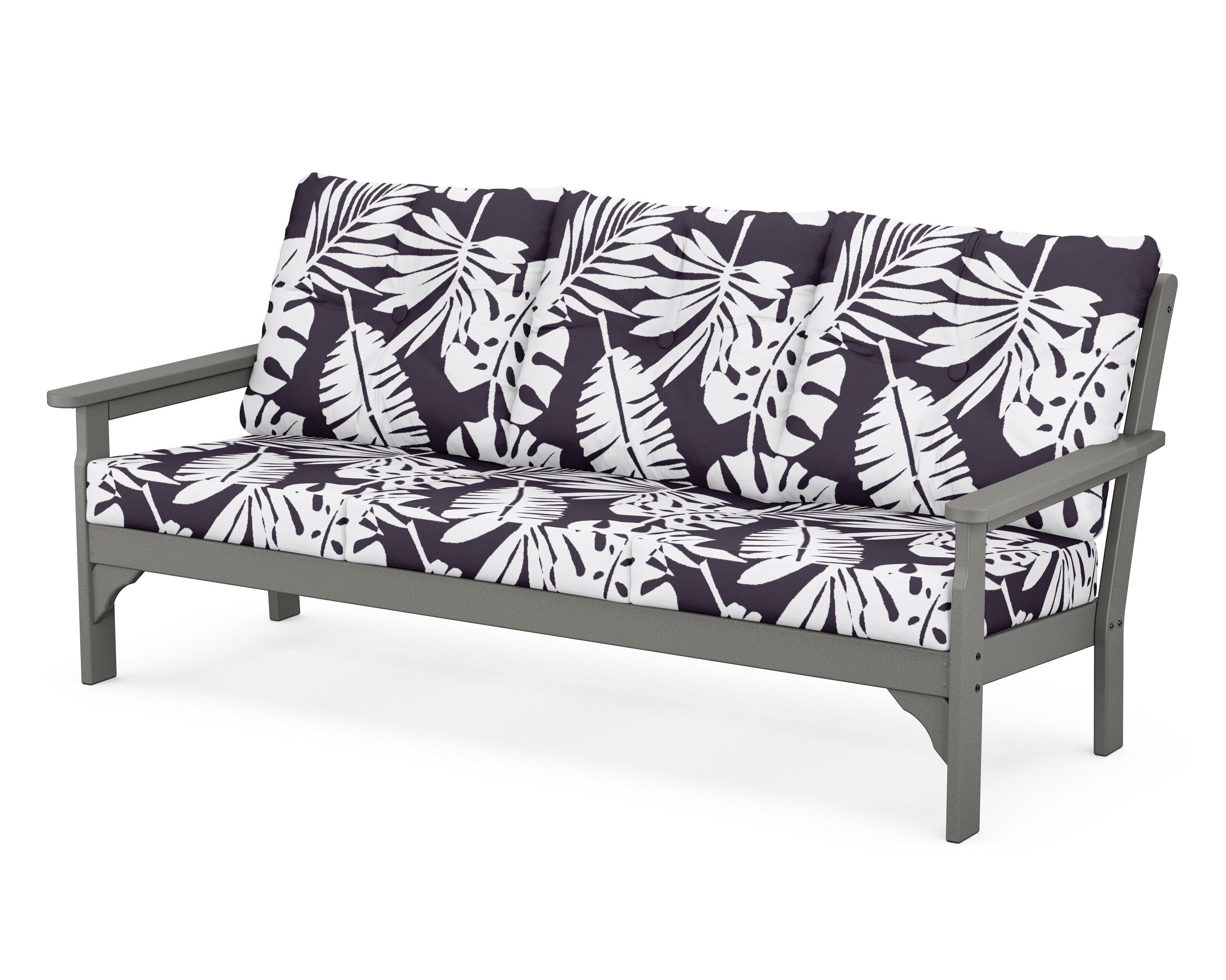 POLYWOOD® Vineyard Deep Seating Sofa in Slate Grey / Leaf Navy